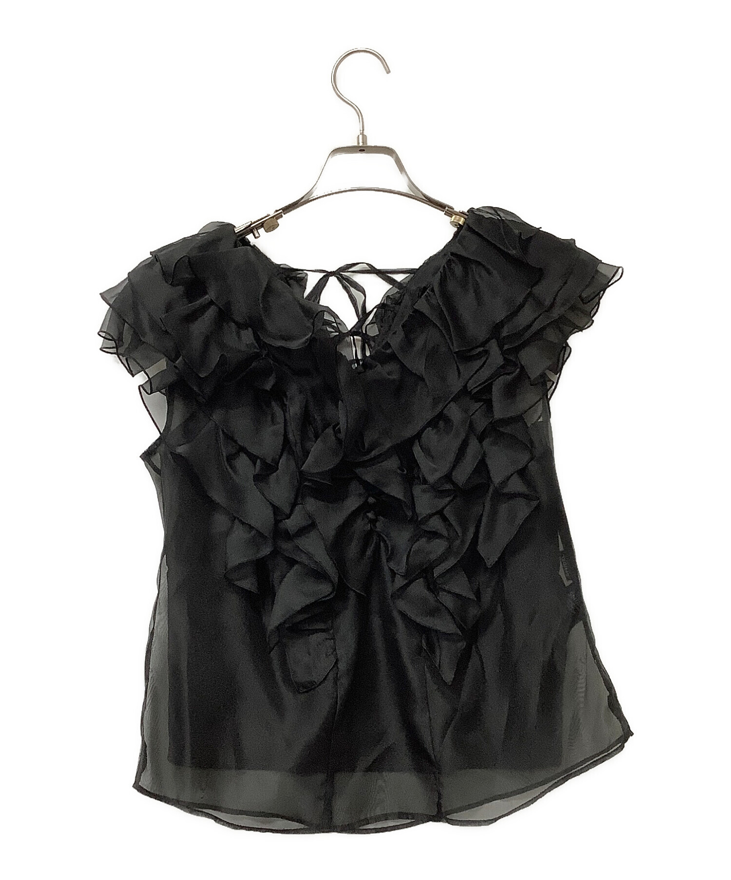 【正規品】 snidel ノースリフリルブラウス BLK ブラック　黒 SNIDEL - 【正規品】 snidel ノースリフリルブラウス BLK ブラック 黒