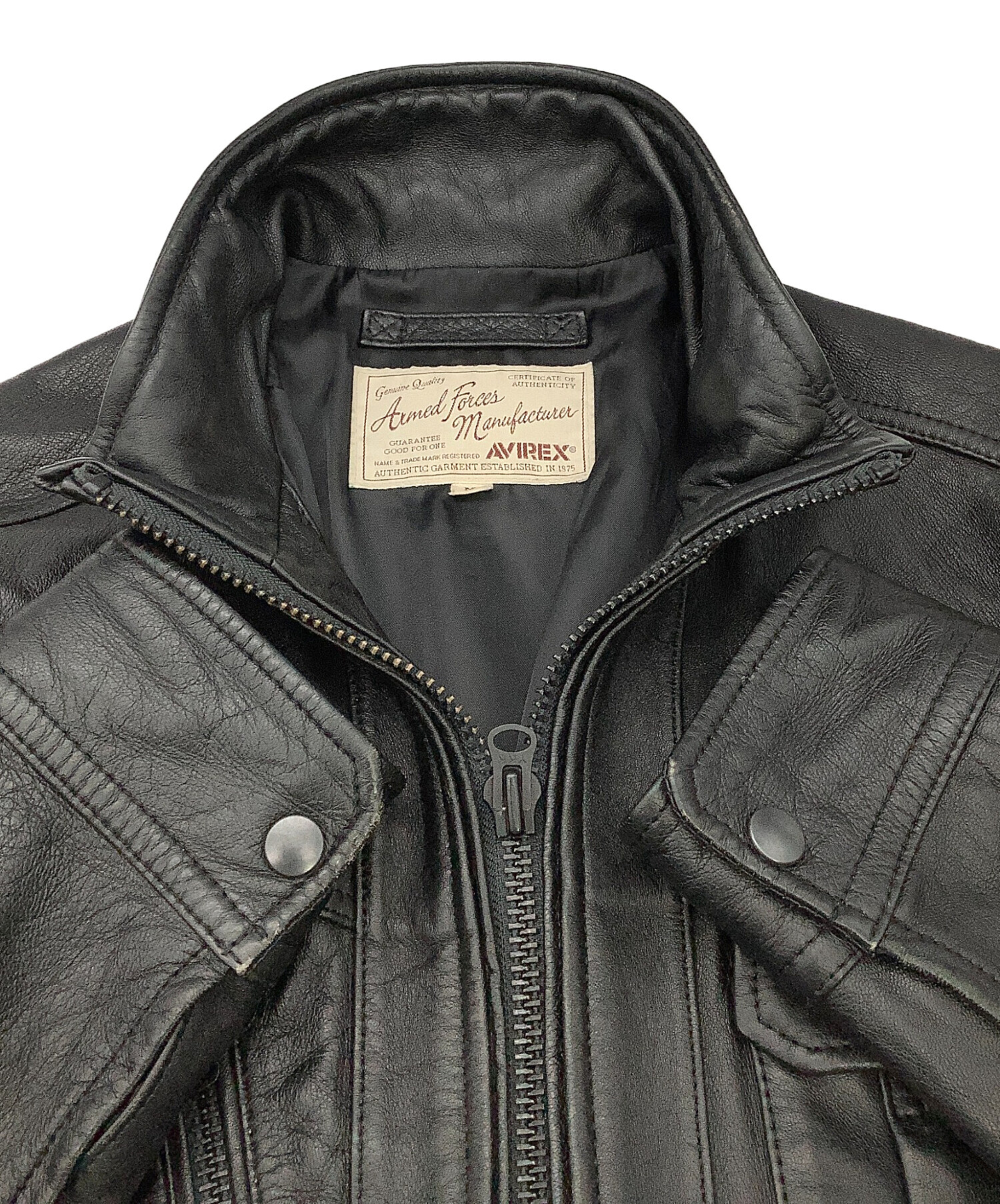 AVIREX ブラックレザージャケット Mサイズ 中古・古着通販】AVIREX (アヴィレックス) レザージャケット カスタム