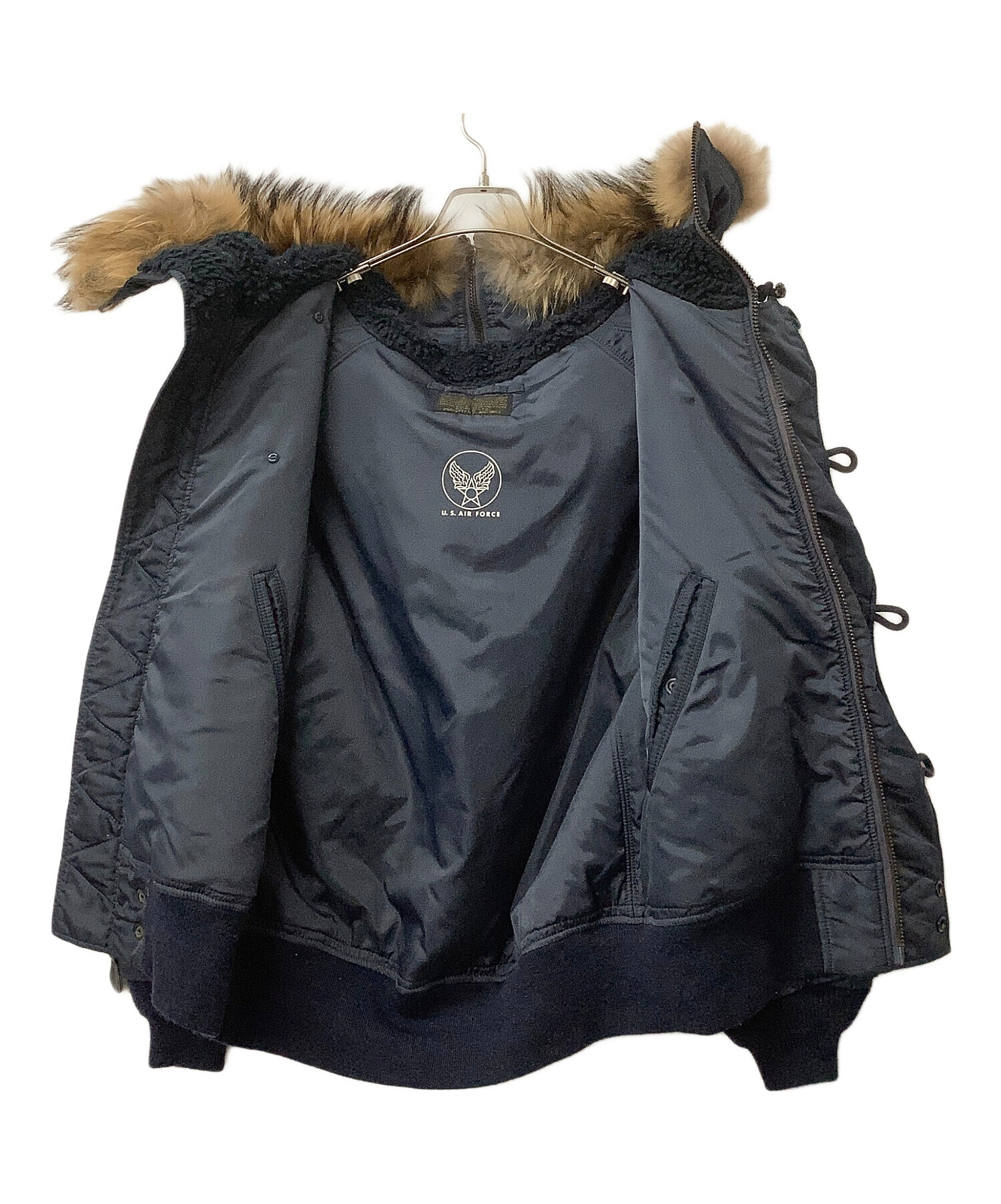 AVIREX フライトジャケット N-2A 短丈 ネイビー ラクーンファー M 中古・古着通販】AVIREX (アヴィレックス) ジャケット N-2Aフライト