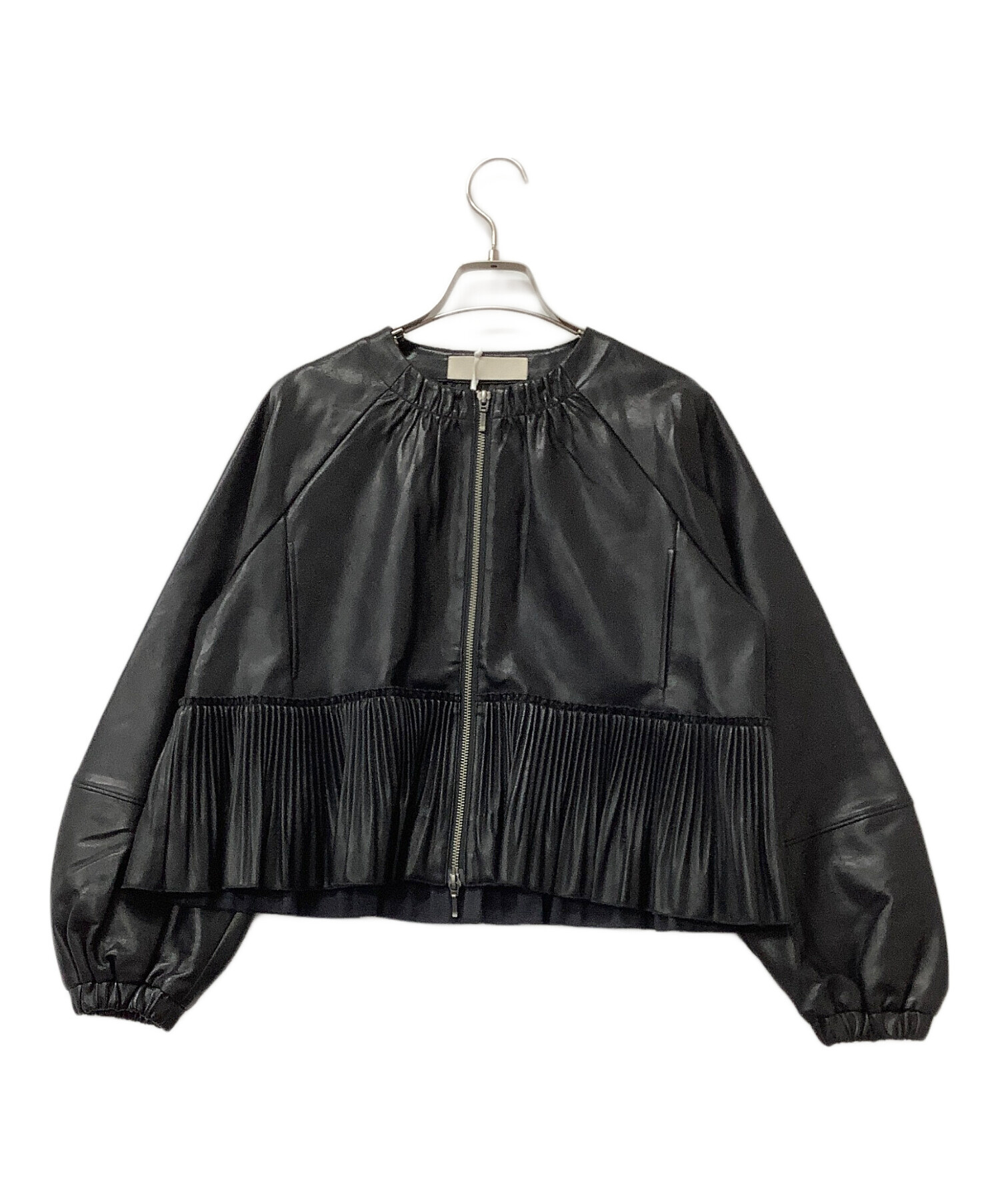 MARILYN MOON マリリンムーン ノーカラーレザージャケット　美品　黒 中古・古着通販】MARILYN MOON (マリリンムーン) レザージャケット