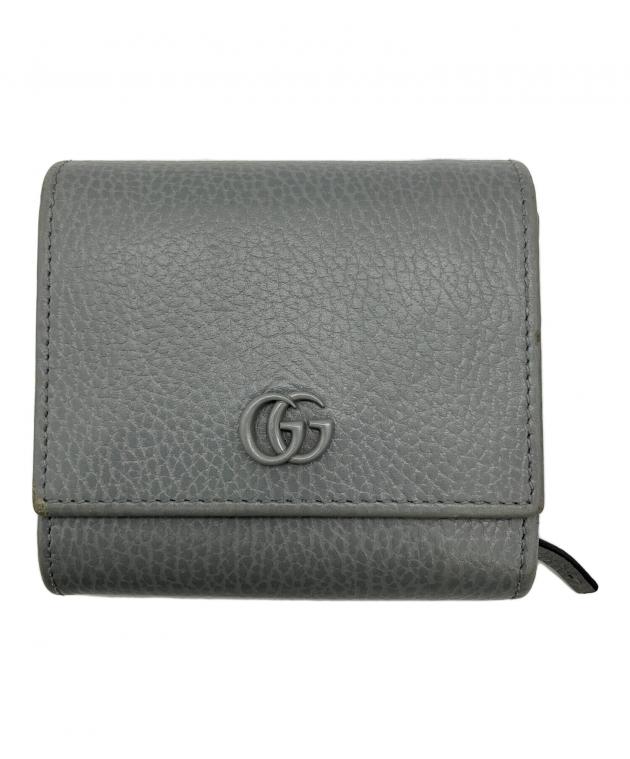 中古・古着通販】GUCCI (グッチ) 3つ折り財布 GGマーモント グレー