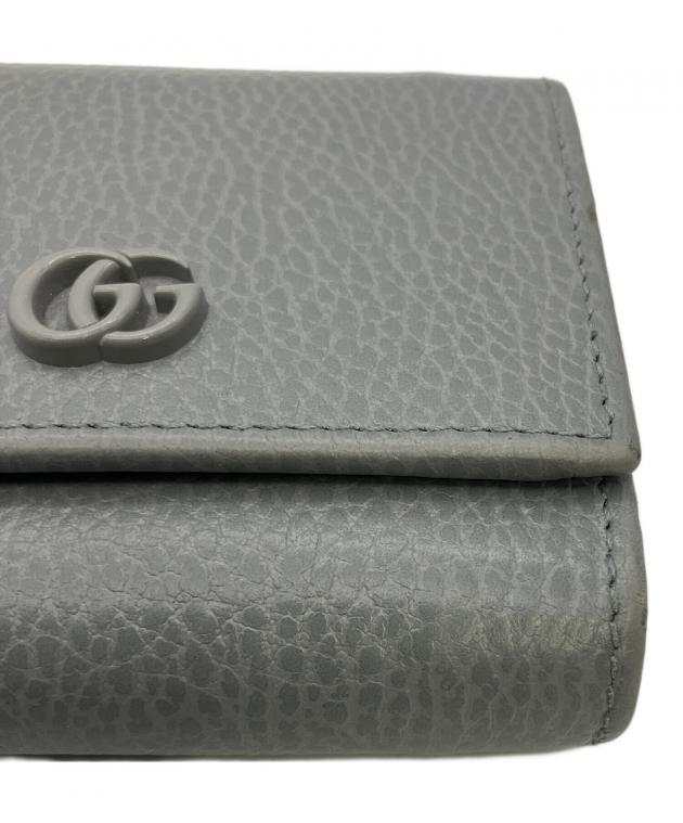 GUCCI マーモント　三つ折り財布　グレー 中古・古着通販】GUCCI (グッチ) 3つ折り財布 GGマーモント グレー