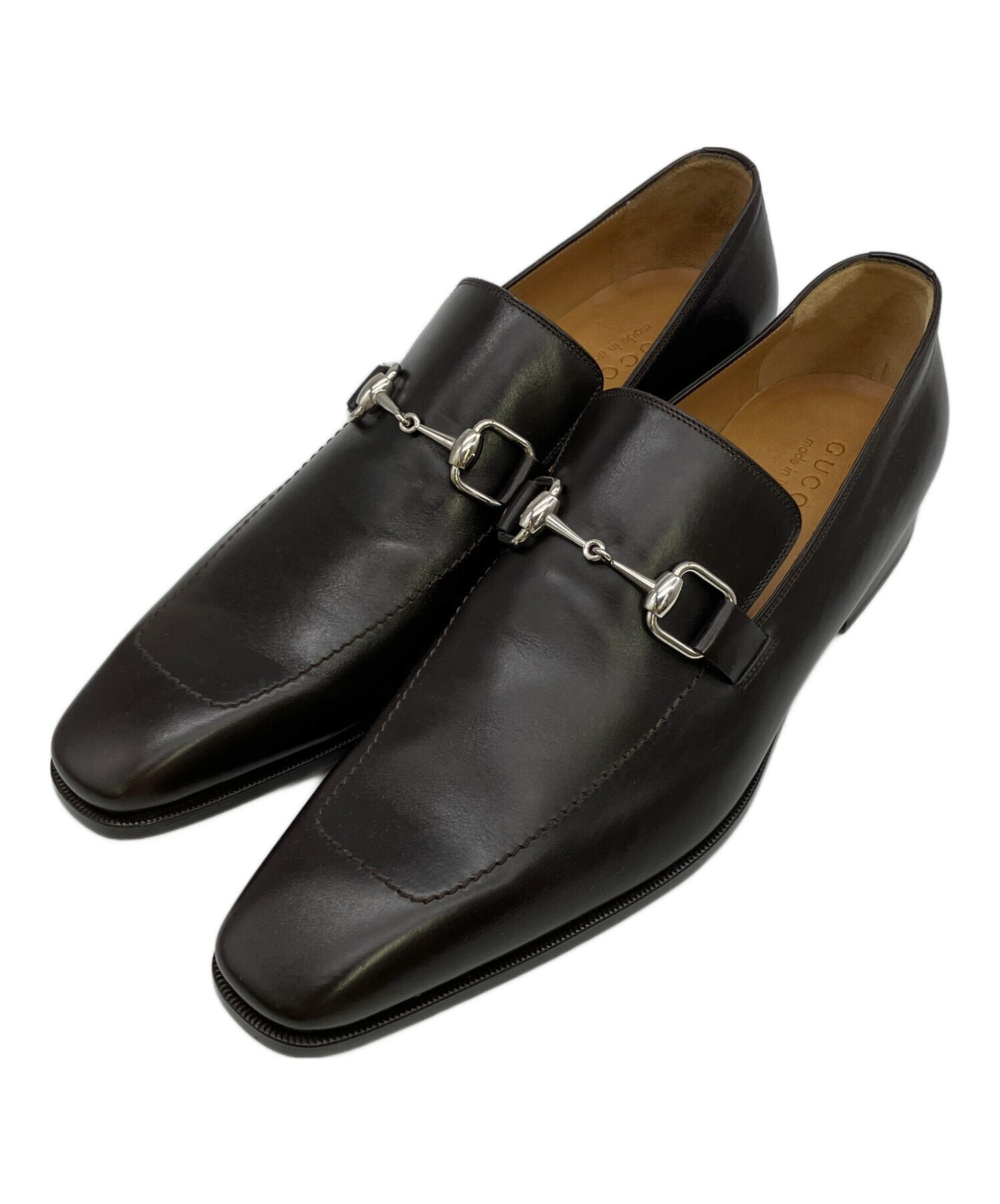 中古・古着通販】GUCCI (グッチ) ホースビットローファー ブラウン
