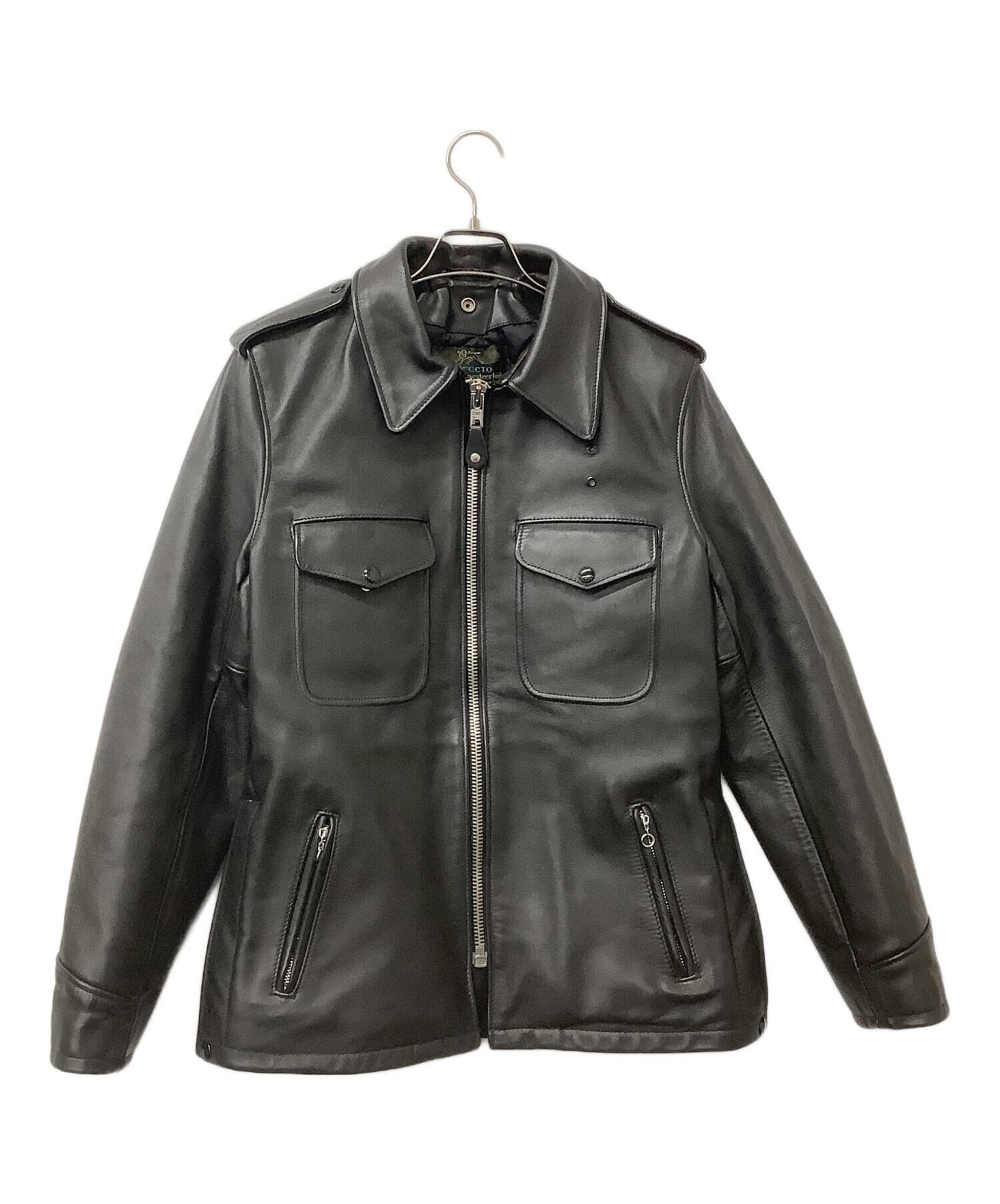 美品✨【米国製】schott ポリスマンジャケット 希少モデル 牛革 黒 50s USA製 Schott リボンタグ レザー ポリスマンジャケット