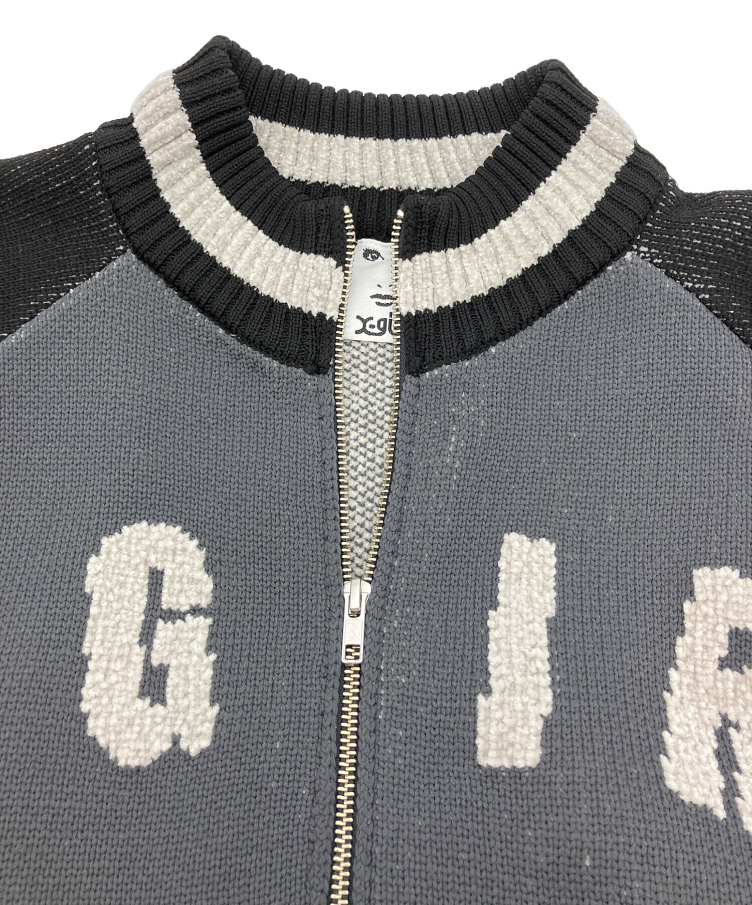 中古・古着通販】X-GIRL (エックスガール) ニットジャケット グレー