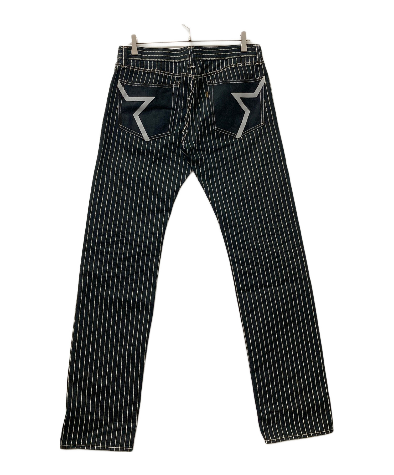 VANSON ストライプ　デニム 中古・古着通販】VANSON (バンソン) ストライプデニムパンツ ブラック