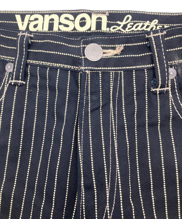 中古・古着通販】VANSON (バンソン) ストライプデニムパンツ ブラック