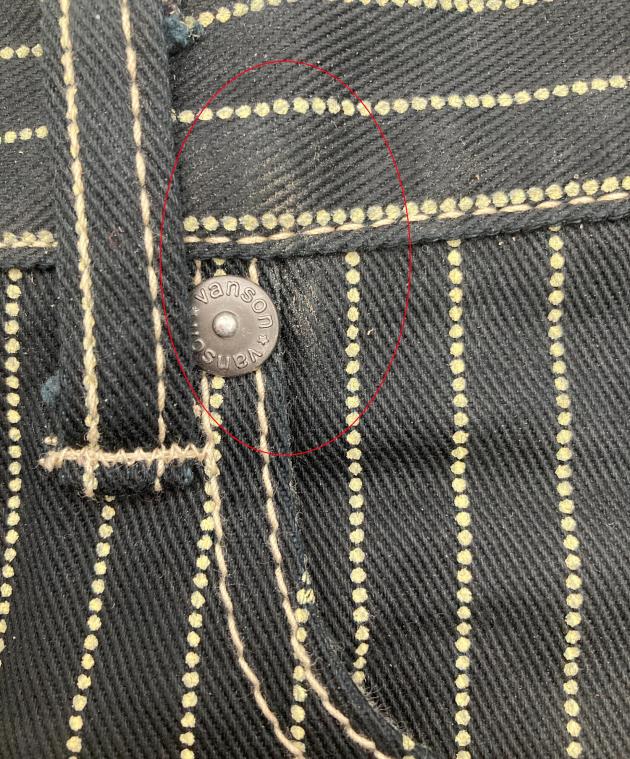 中古・古着通販】VANSON (バンソン) ストライプデニムパンツ ブラック