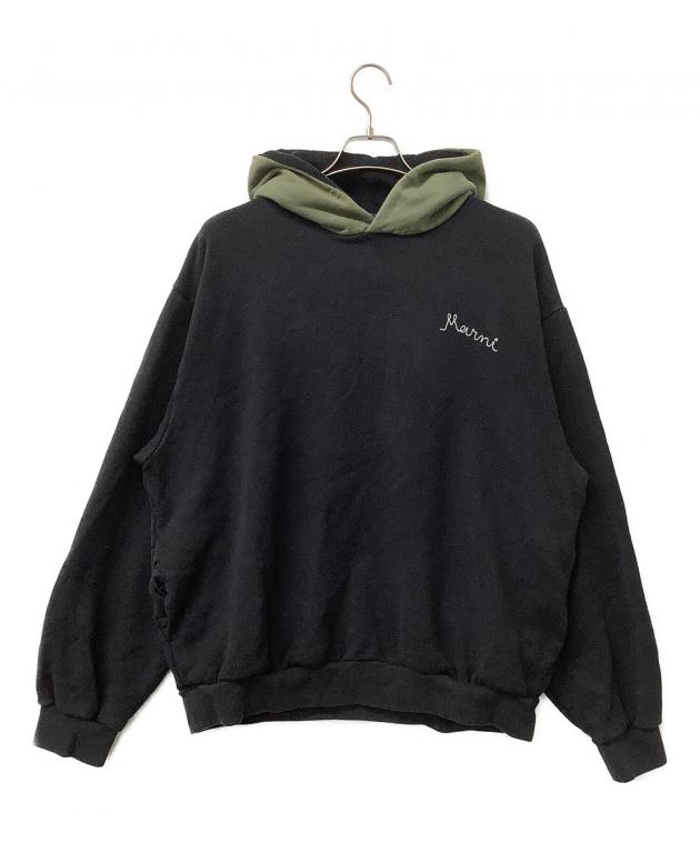 MARNI ブラック パーカー　中古　マルニスウェット　ブラック 中古・古着通販】MARNI (マルニ) パーカー バイカラーロゴパーカー