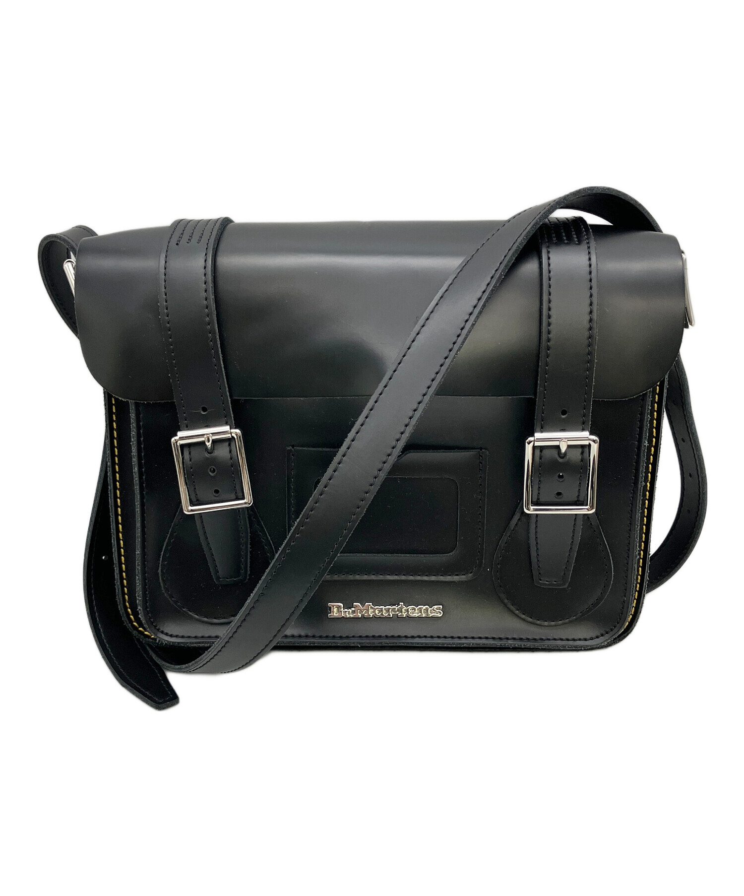 高級感◎ Dr.Martens ブラックレザー サッチェルバッグ 男女兼用 中古・古着通販】Dr.Martens (ドクターマーチン) バッグ サッチェル