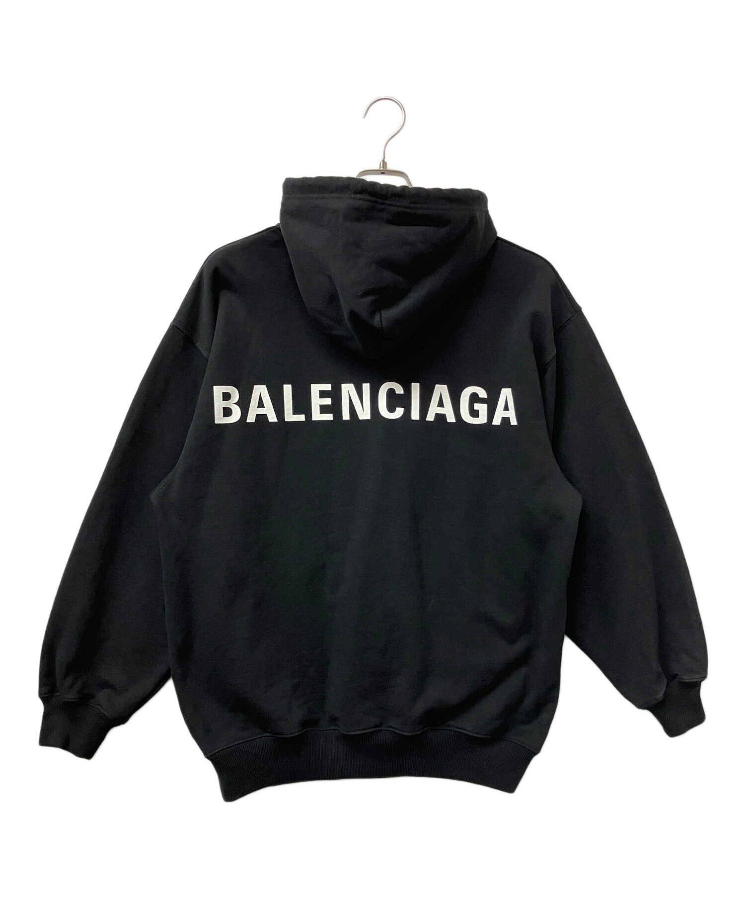 ゆ*う様 BALENCIAGA バックロゴ パーカー ブラック 中古・古着通販】BALENCIAGA (バレンシアガ) パーカー バックロゴプル