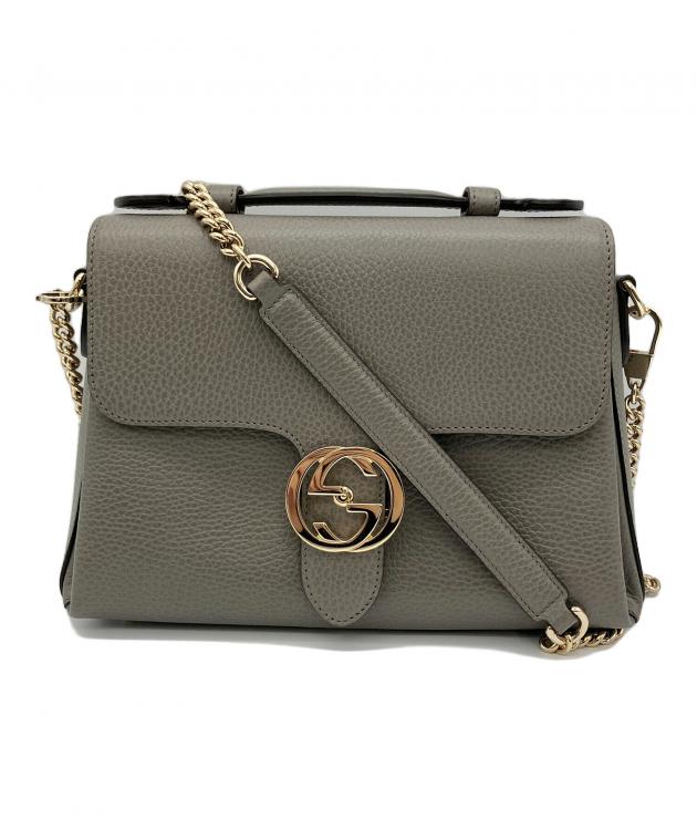 GUCCI グッチ チェーン　インターロッキング ショルダーバッグ スエード 中古・古着通販】GUCCI (グッチ) ショルダーバッグ インターロッキング