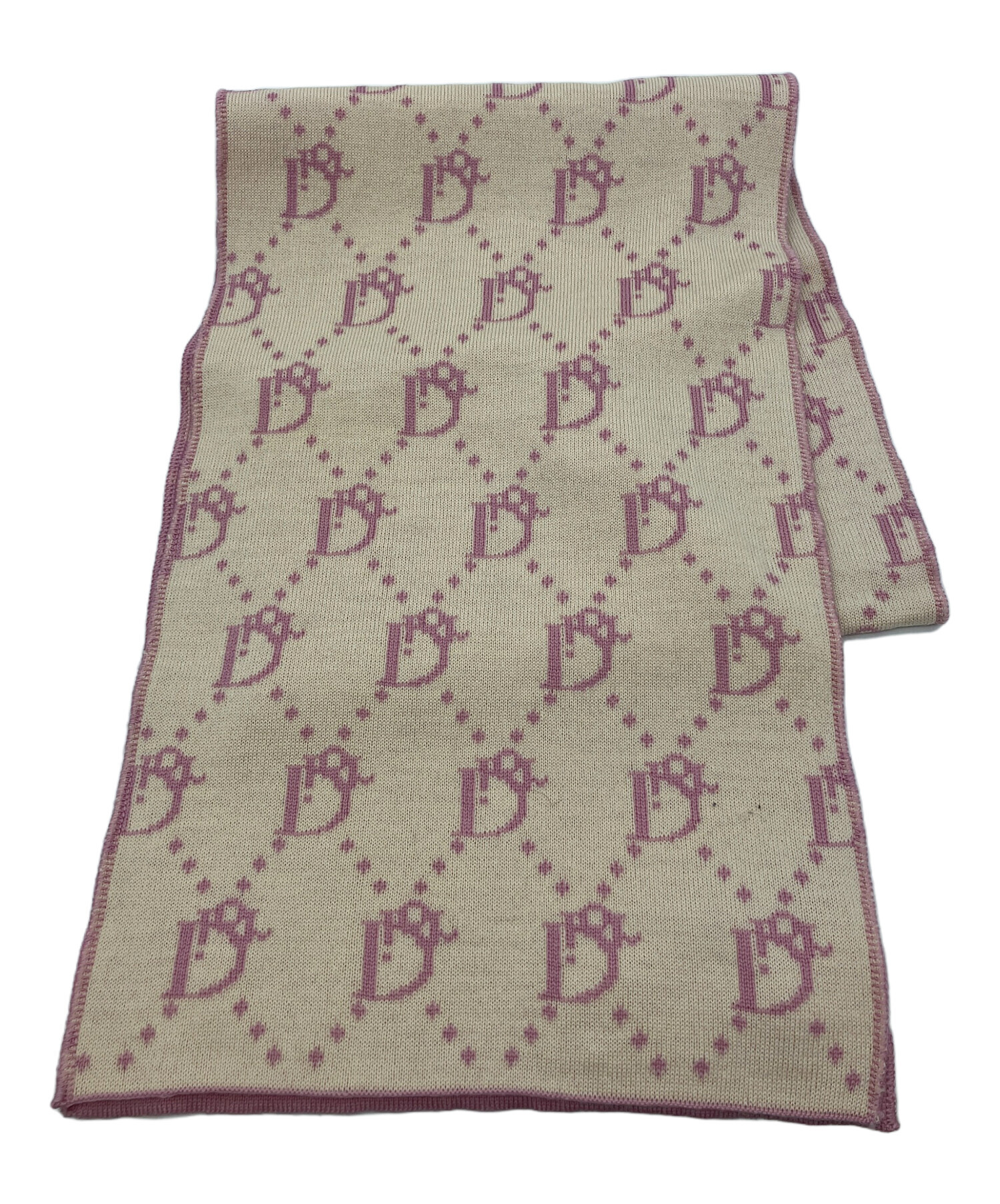 クリスチャンディオール トロッター柄　リバーシブル ウール マフラー 黒　白 中古・古着通販】Christian Dior (クリスチャン ディオール) マフラー