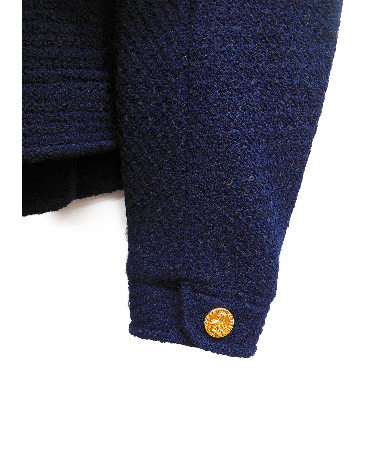 中古・古着通販】CHANEL (シャネル) ノーカラージャケット ネイビー