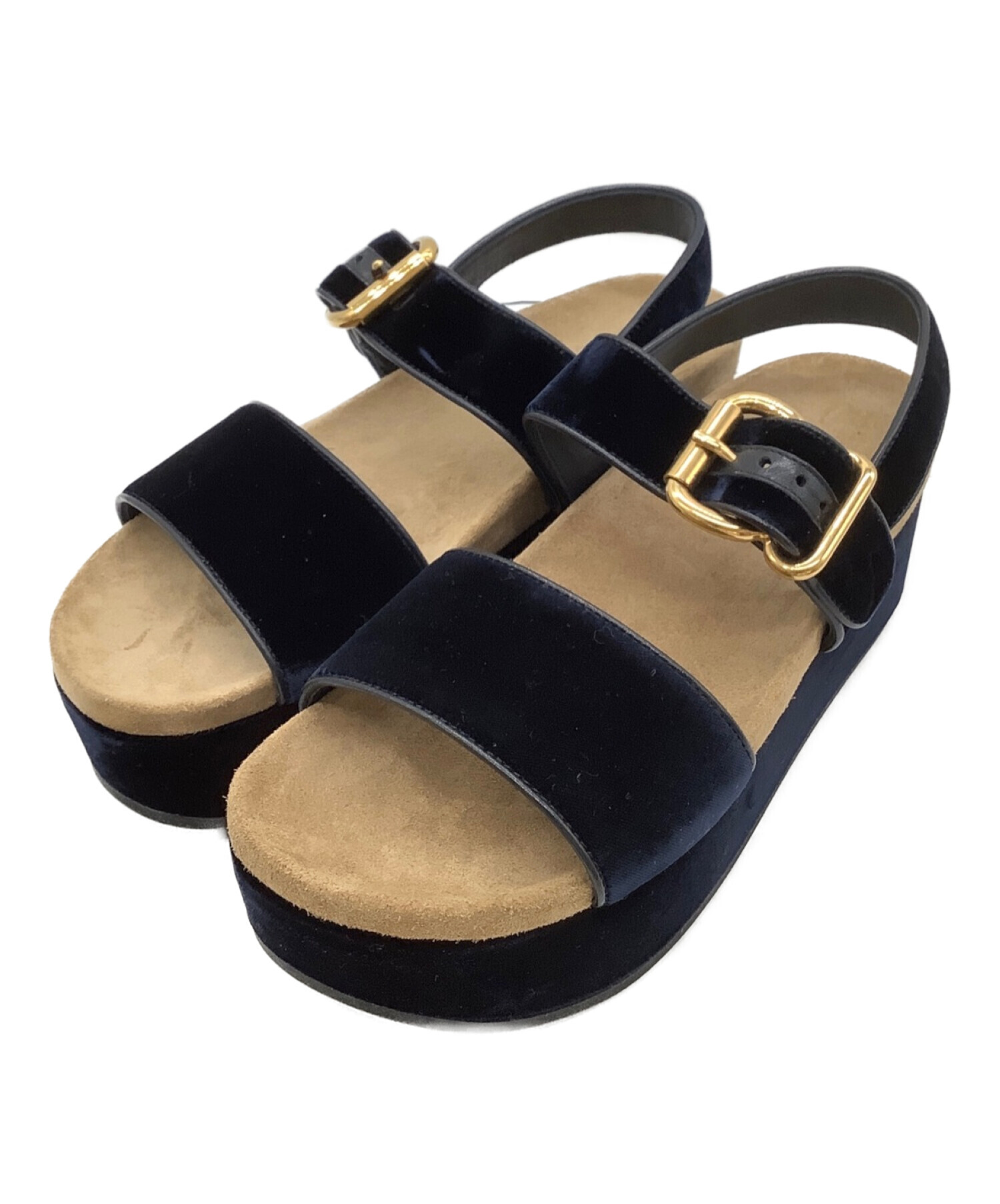 中古・古着通販】PRADA (プラダ) アンクルストラップベロアサンダル