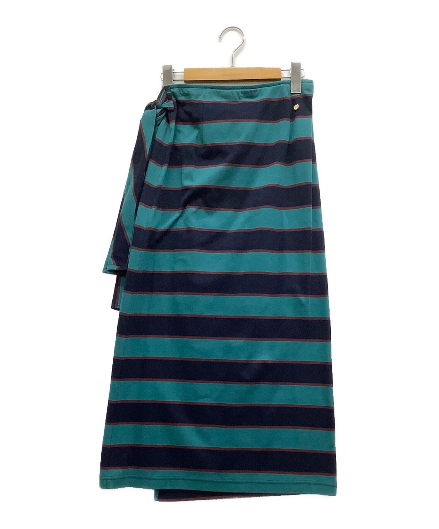 中古・古着通販】MUVEIL (ミュベール) ボーダースカート グリーン  