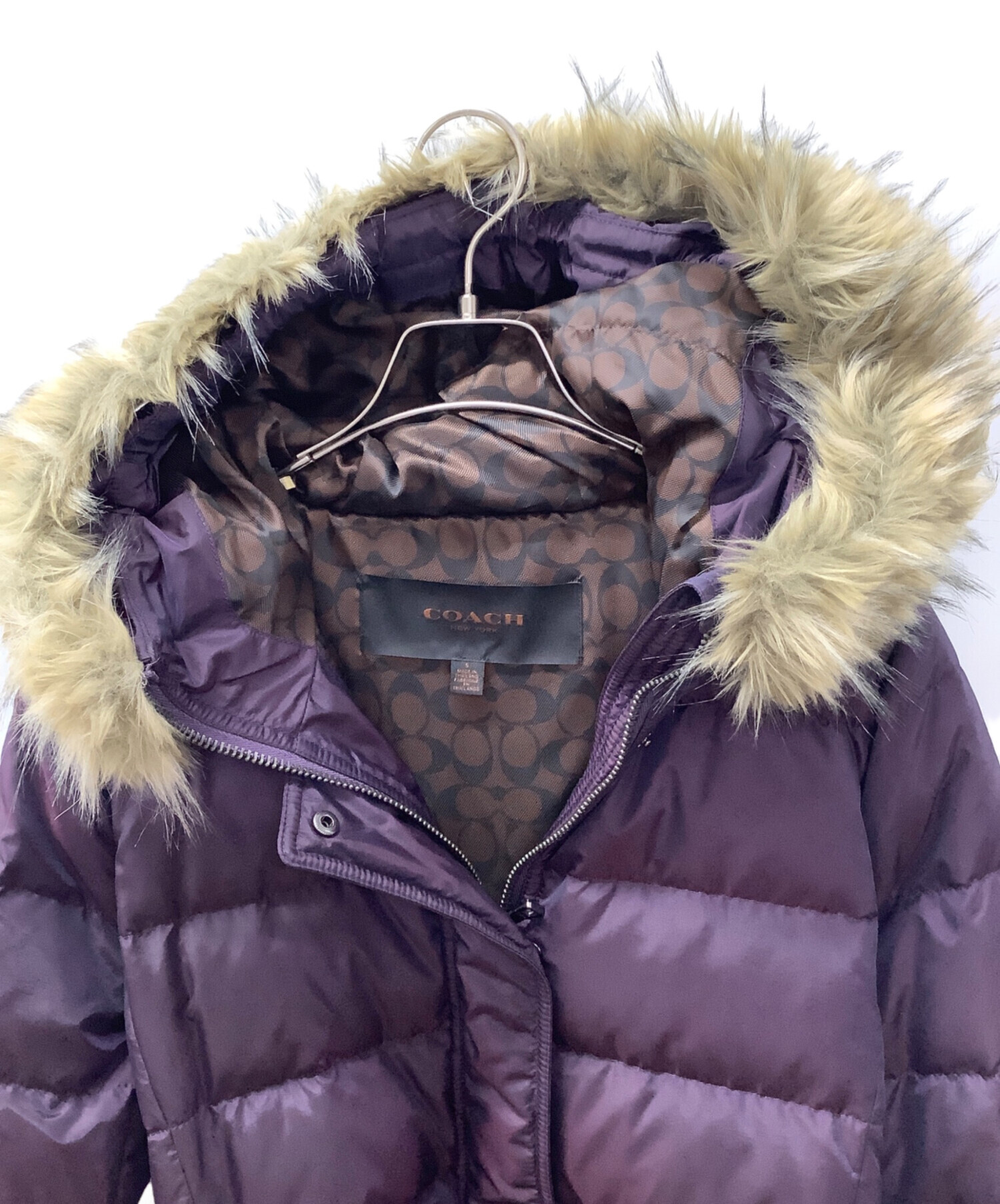 中古・古着通販】COACH (コーチ) ファーダウンコート パープル サイズ