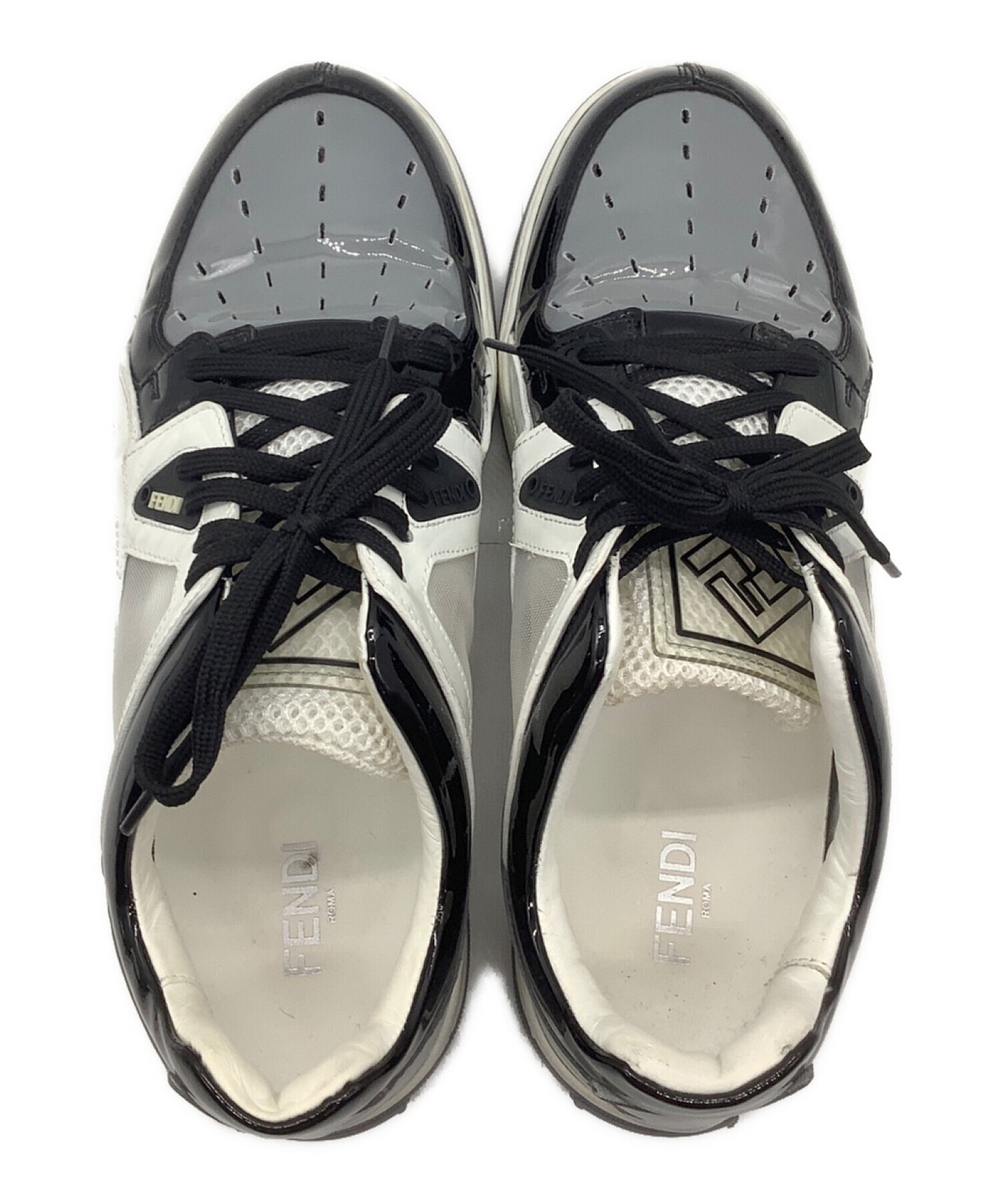 FENDI フェンディ　スニーカー ブラック　26.5 FENDI(フェンディ) ズッカロゴ レザーローカット テニス