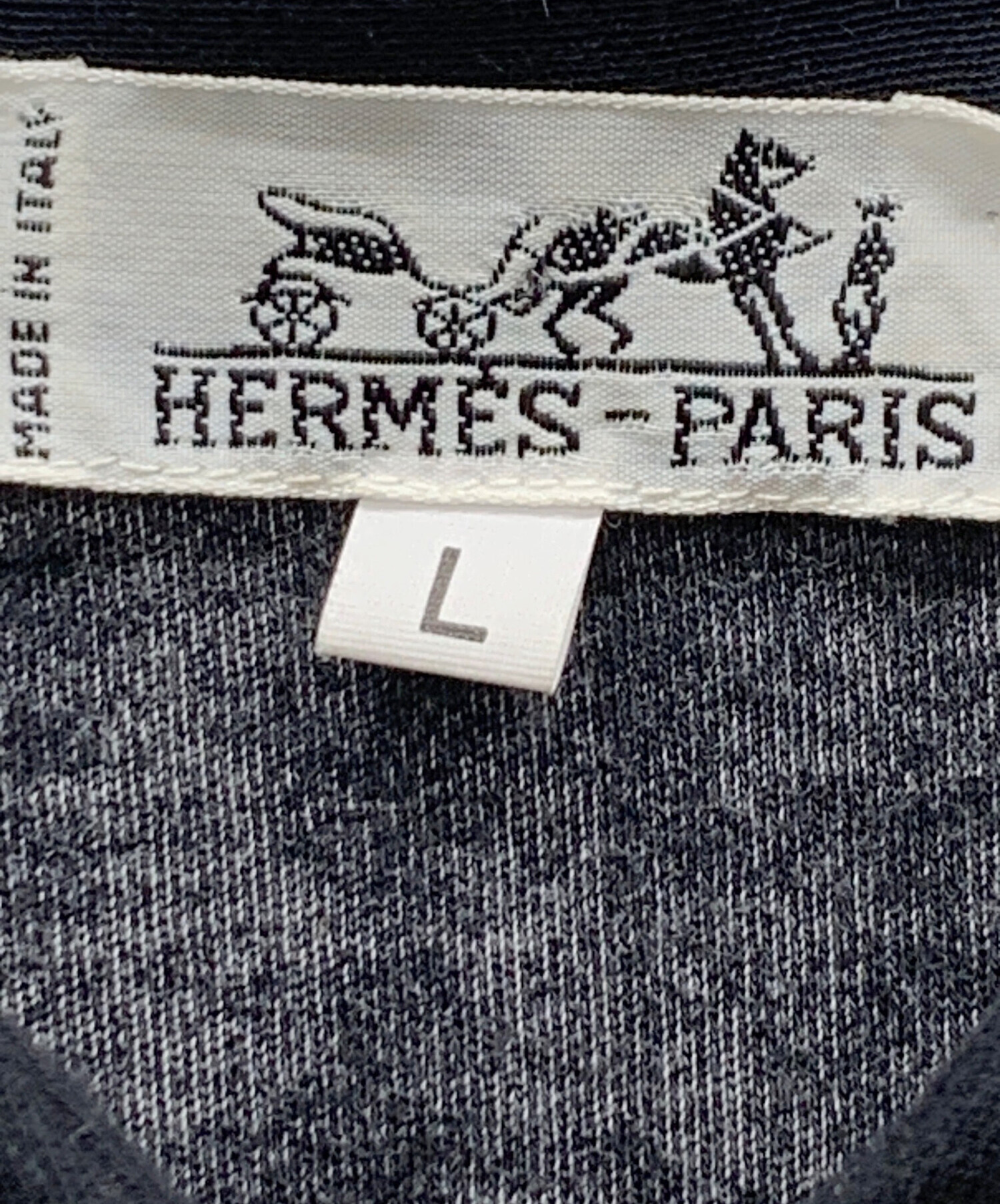 【美品】エルメス 長袖 カットソー ナポレオン ゴールド ブラック S エルメス(HERMES)エルメス シルクシャツ 長袖シャツ 衣料品 トップス