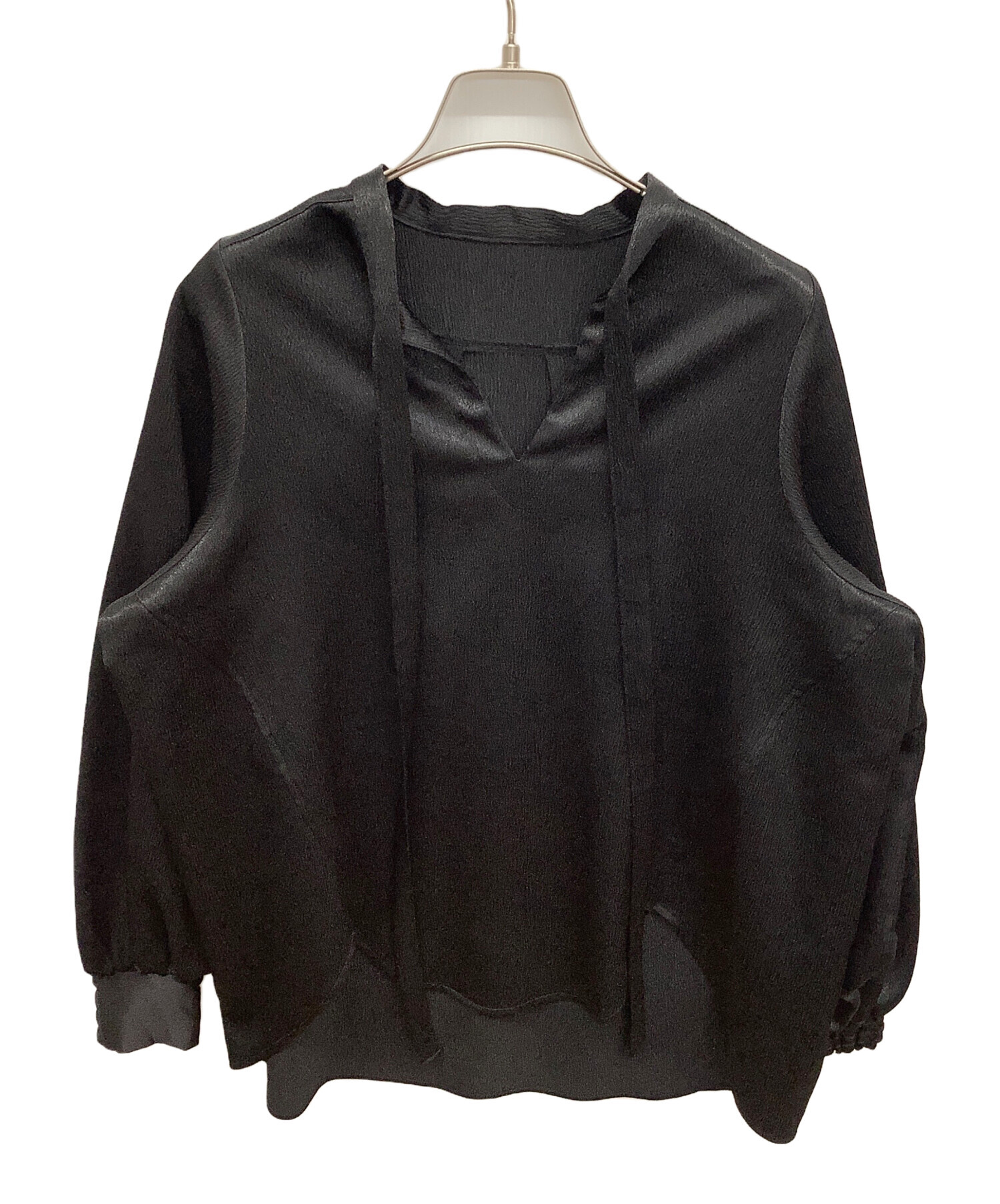 中古・古着通販】ELLIE (エリー) スキッパーブラウス ブラック サイズ 