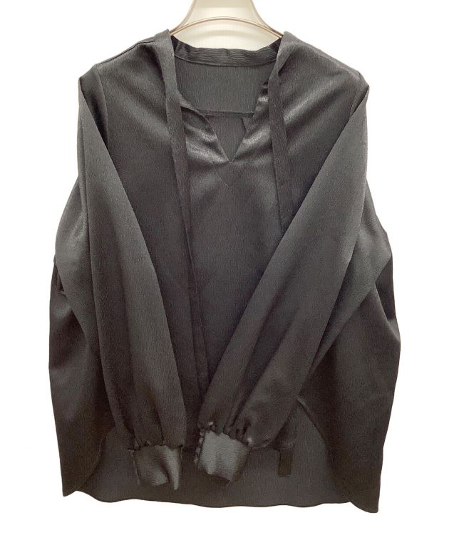 中古・古着通販】ELLIE (エリー) スキッパーブラウス ブラック サイズ 
