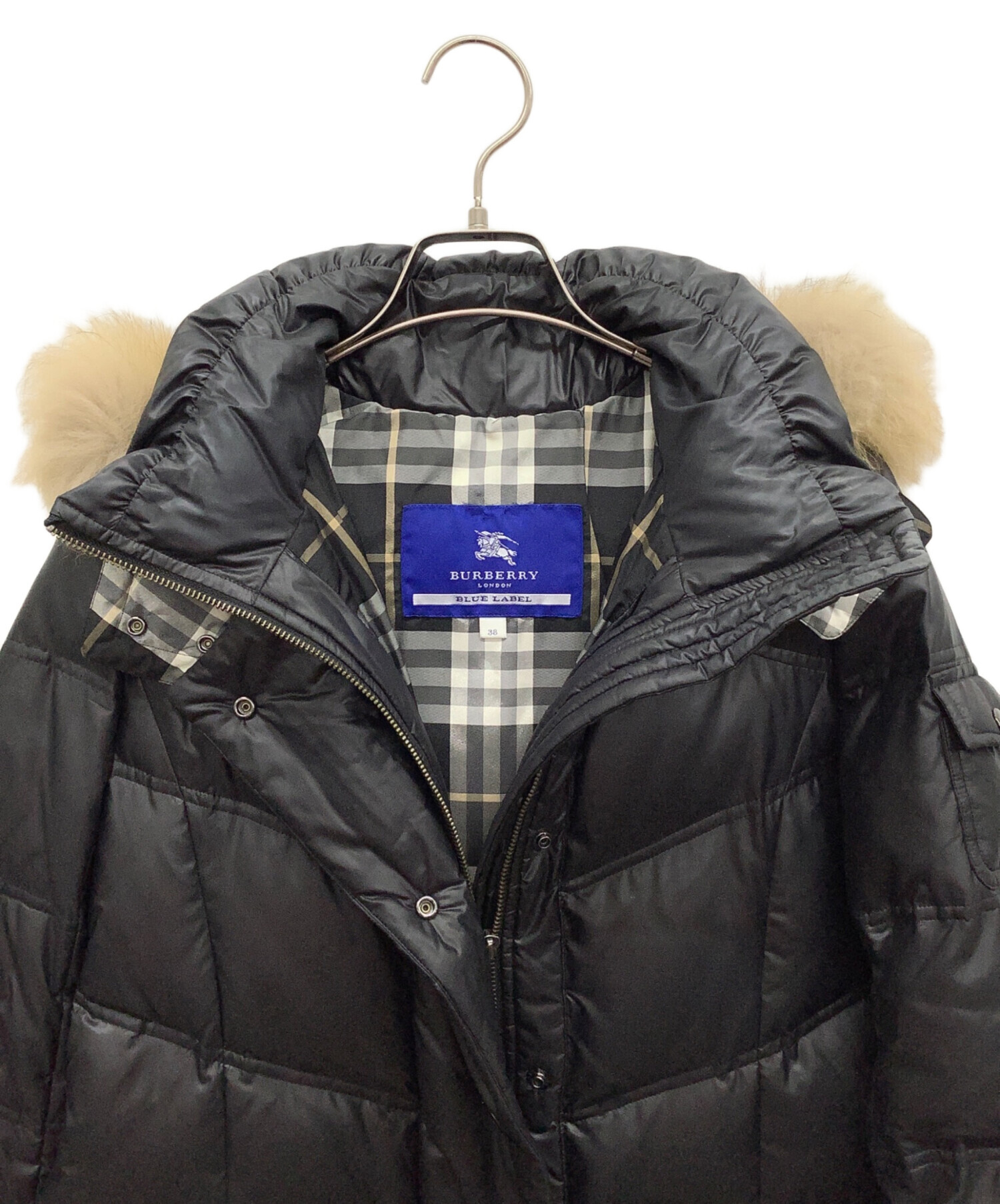 BURBERRY ブルーレーベルのダウンジャケット ダウンコート　黒M38 中古・古着通販】BURBERRY BLUE LABEL (バーバリーブルーレーベル