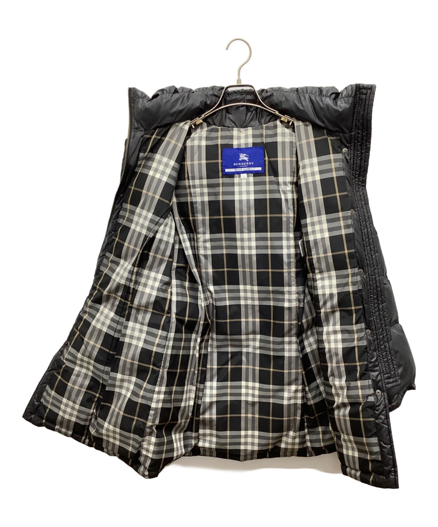 BURBERRY バーバリーブルーレーベル 裾プリーツ ブラックコート 38 BURBERRY バーバリーブルーレーベル 裾プリーツ ブラックコート 38