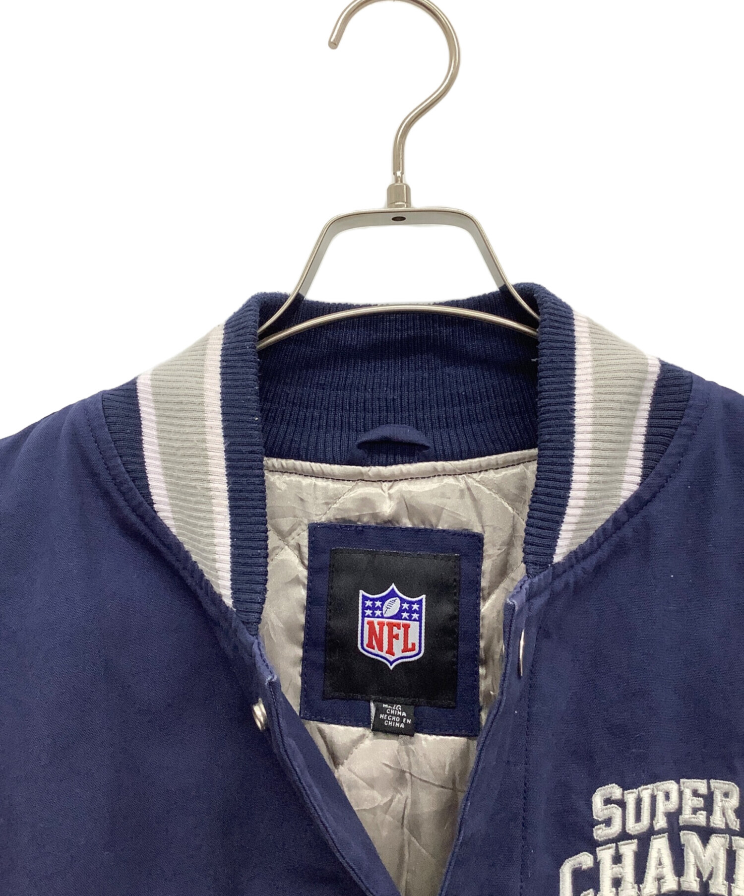 NFLスーパーボウル刺繍 ネイビー スタジャン 中古・古着通販】NFL (エヌエフエル) スタジャン ネイビー