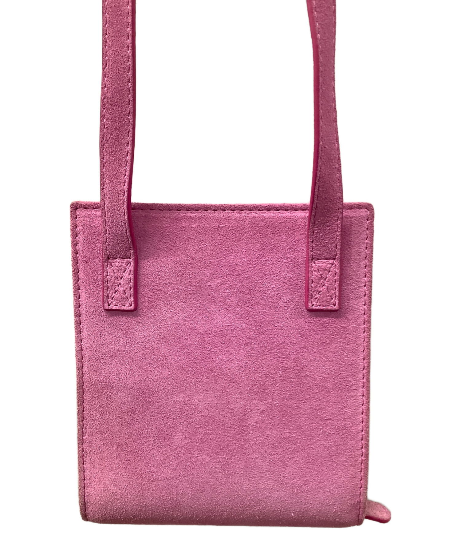 JACQUEMUS ジャックムス ショルダーバッグ - ピンクx白 【古着】【中古】 中古・古着通販】jacquemus (ジャックムス) ロゴプレート ストラップ