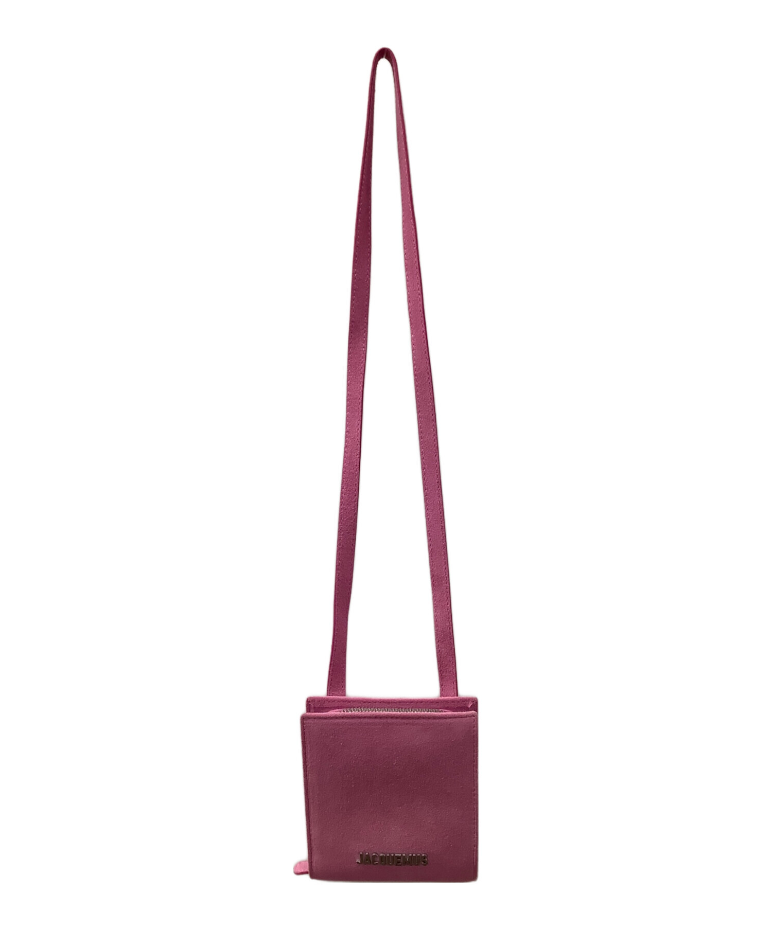 JACQUEMUS ジャックムス ショルダーバッグ - ピンクx白 【古着】【中古】 中古・古着通販】jacquemus (ジャックムス) ロゴプレート ストラップ