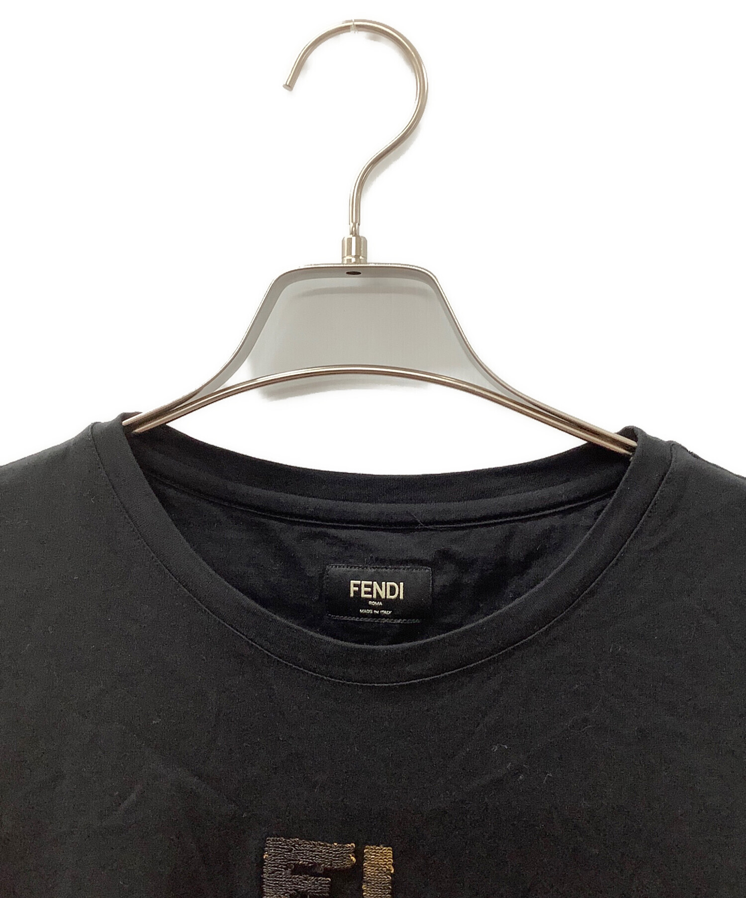 フェンディFENDI Tシャツ スパンコール ロゴ ブラック 黒 XXL FENDI 