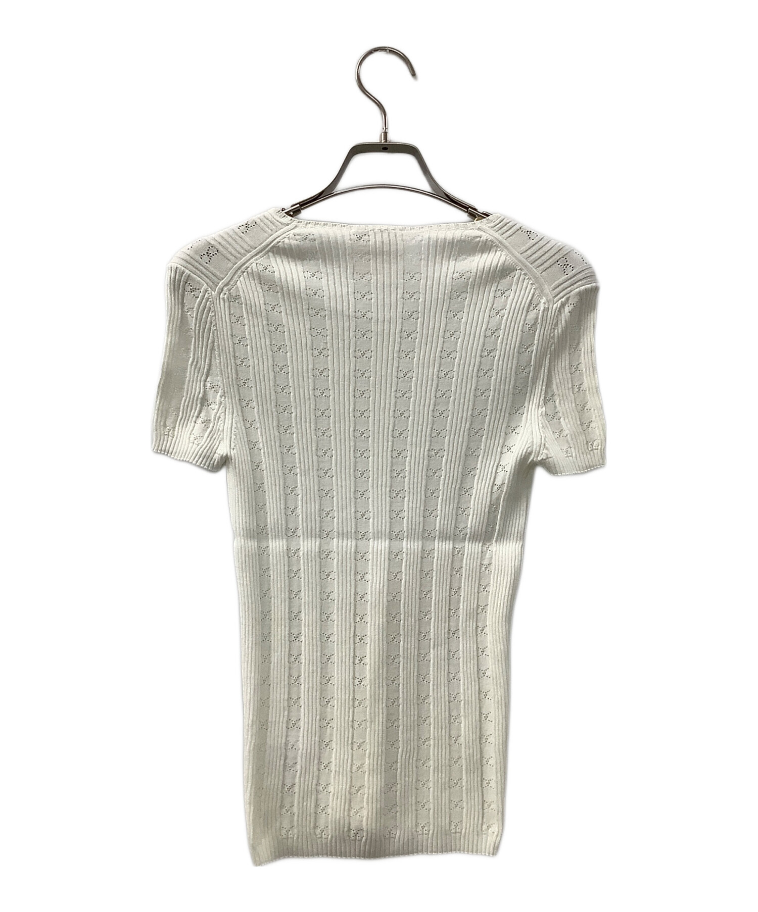中古・古着通販】CHANEL (シャネル) 半袖ニット ホワイト サイズ:38