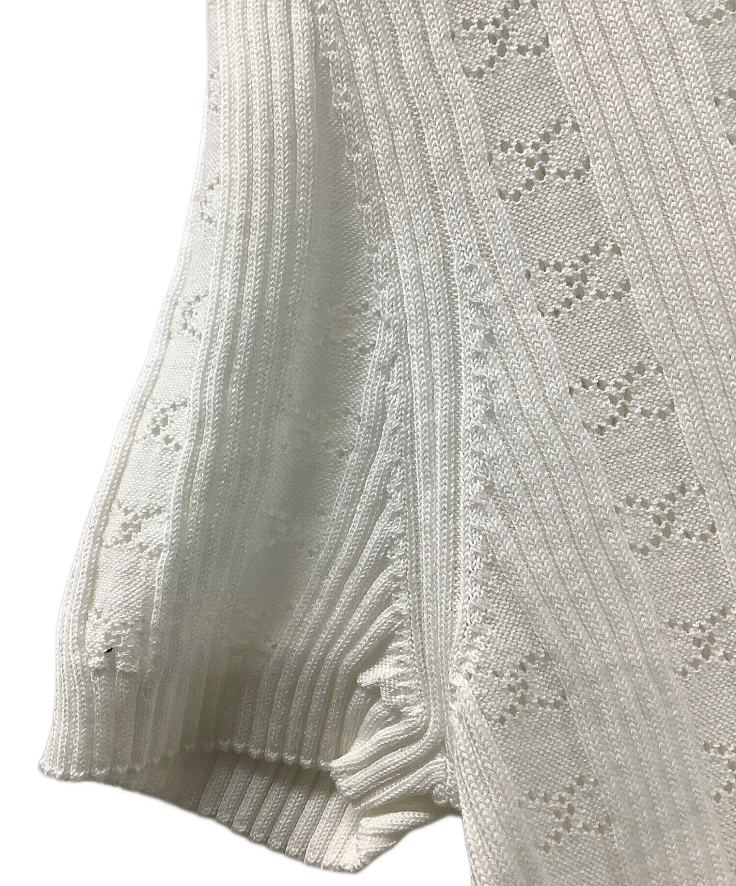 中古・古着通販】CHANEL (シャネル) 半袖ニット ホワイト サイズ:38