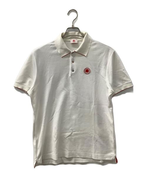 HERMES ホワイト ポロシャツ 半袖 赤アクセント