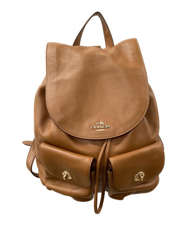 【美品】 コーチ ペブルドレザー ビリー バックパック リュック キャメル A4 中古・古着通販】COACH (コーチ) ペブルドレザービリーバックパック
