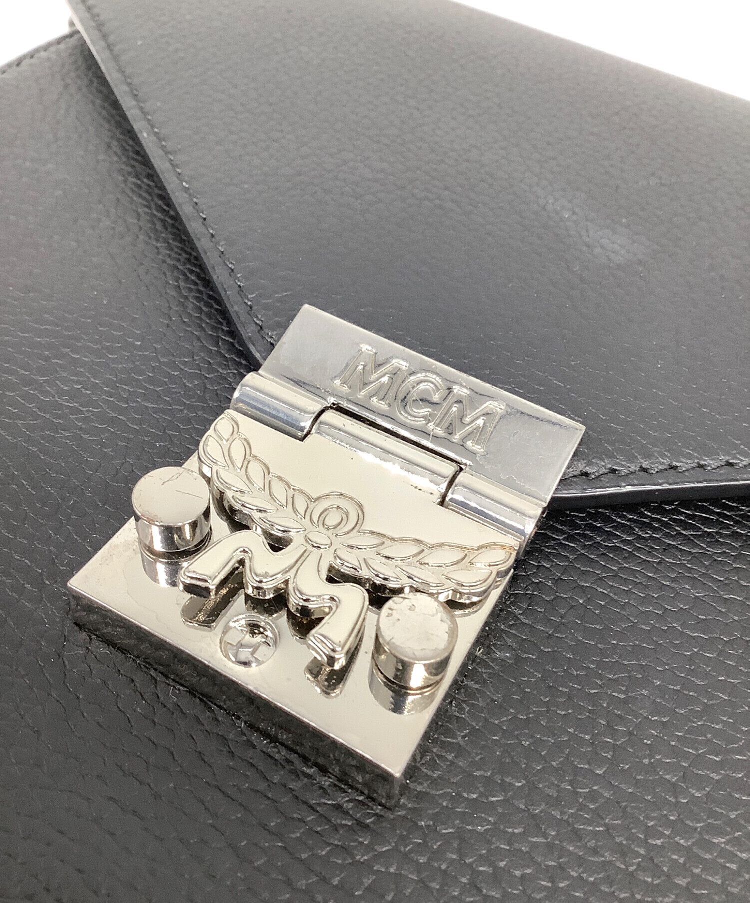 中古・古着通販】MCM (エムシーエム) レザーショルダーバッグ ブラック