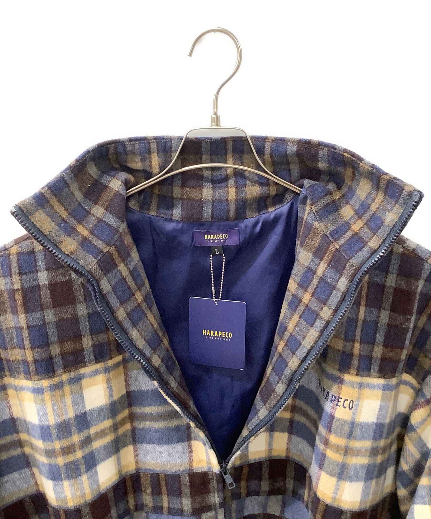 中古・古着通販】harapeco (ハラペコ) 2pattern Checked Jacket ブルー 