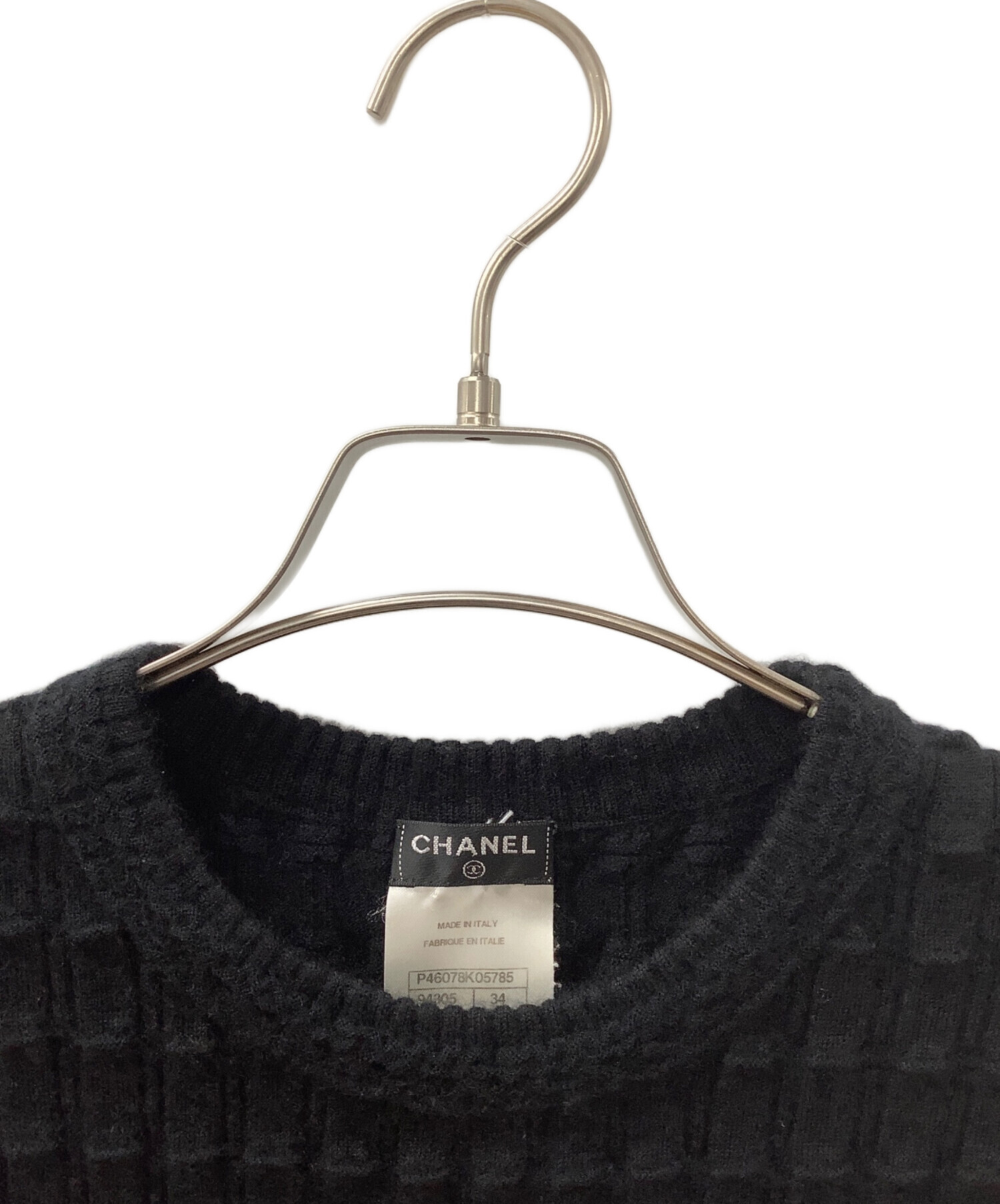 中古・古着通販】CHANEL (シャネル) ノースリーブニット ブラック 