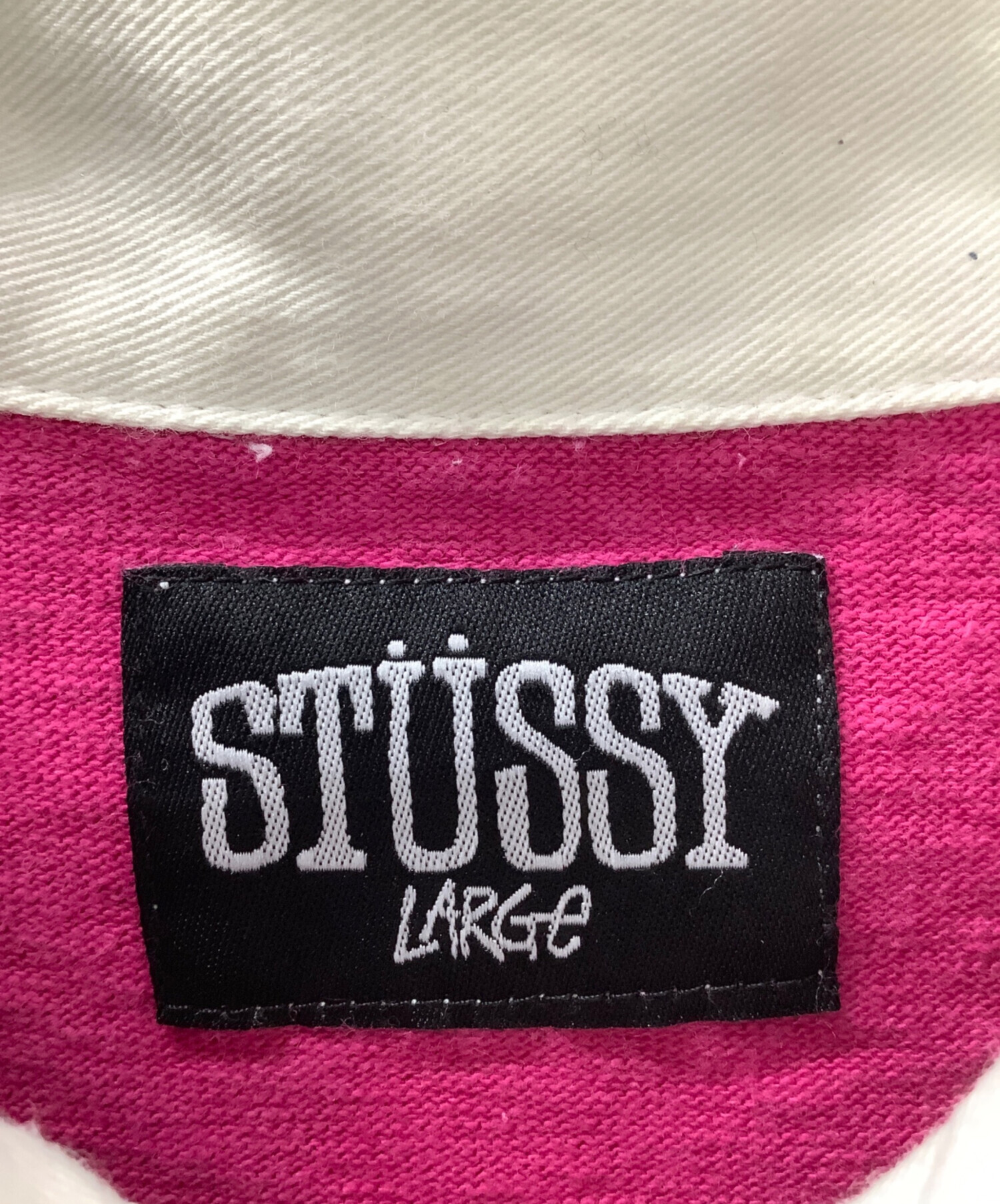 中古・古着通販】stussy (ステューシー) ラガーシャツ ピンク×グレー
