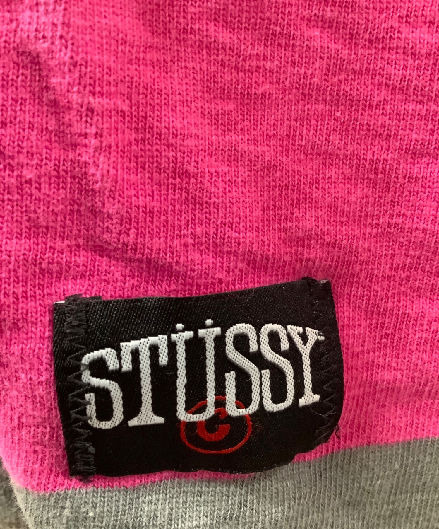 中古・古着通販】stussy (ステューシー) ラガーシャツ ピンク×グレー