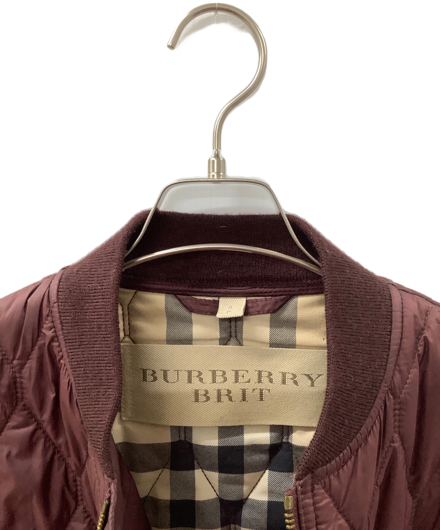 BURBERRY BRIT ダウンジャケット ボルドー Mサイズ 中古・古着通販】BURBERRY BRIT (バーバリーブリット) キルティング