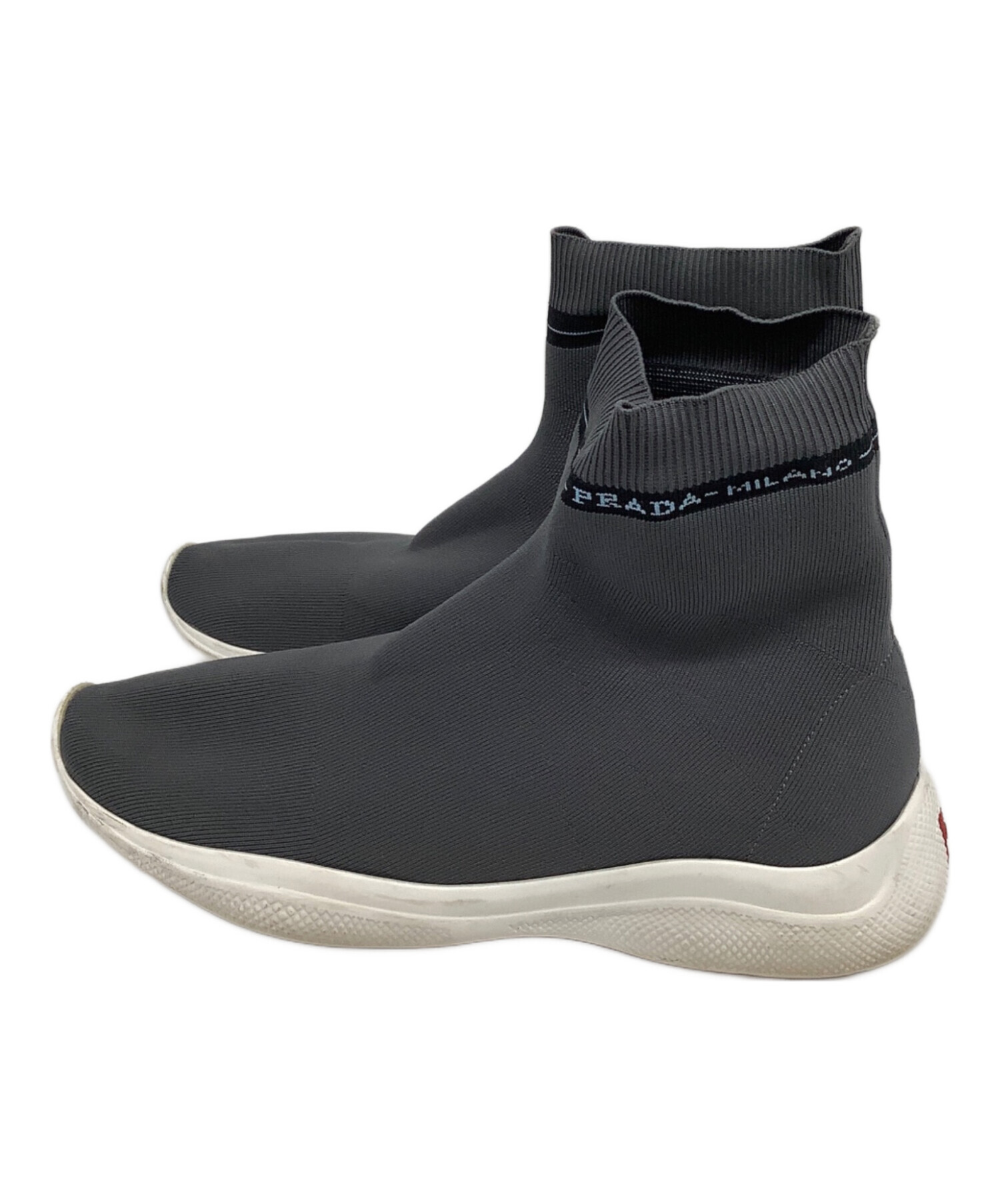 中古・古着通販】PRADA (プラダ) ソックススニーカー グレー サイズ:37