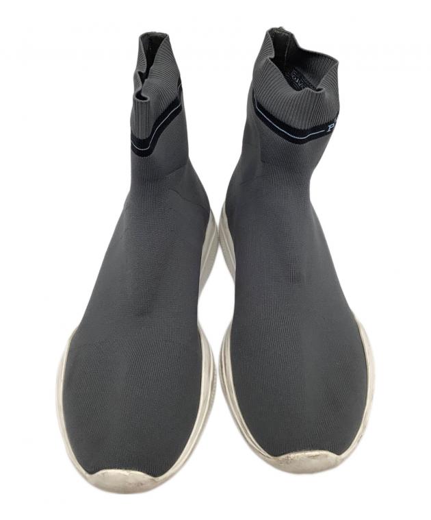 【未使用品】PRADA リブ編みソックス グレー・ブラック 中古・古着通販】PRADA (プラダ) ソックススニーカー グレー サイズ:37