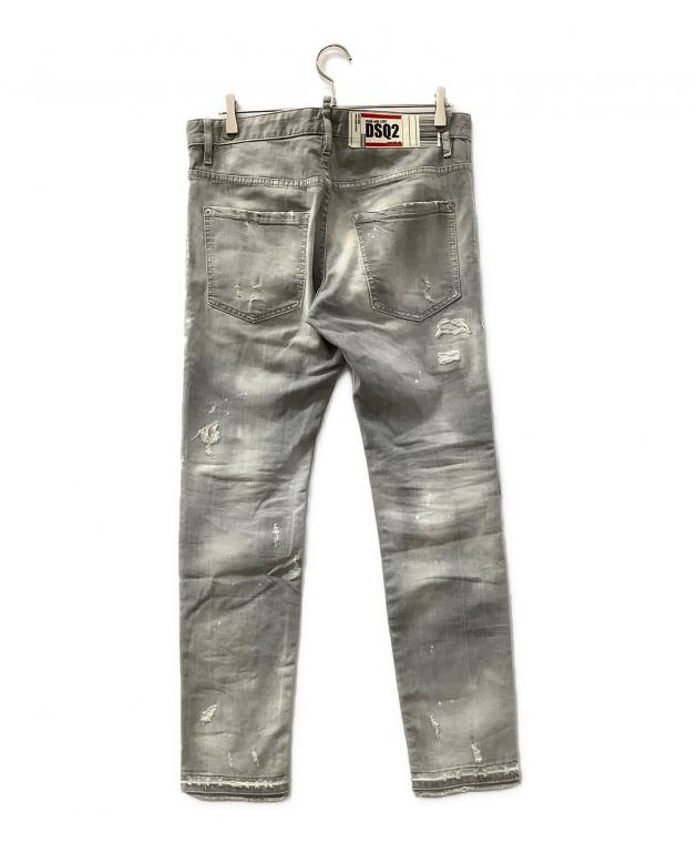 DSQUARED2 ディースクエアードヴィンテージ加工2素材ダンガリーシャツ48 ディースクエアード DSQUARED2ヴィンテージ加工ダンガリーシャツ