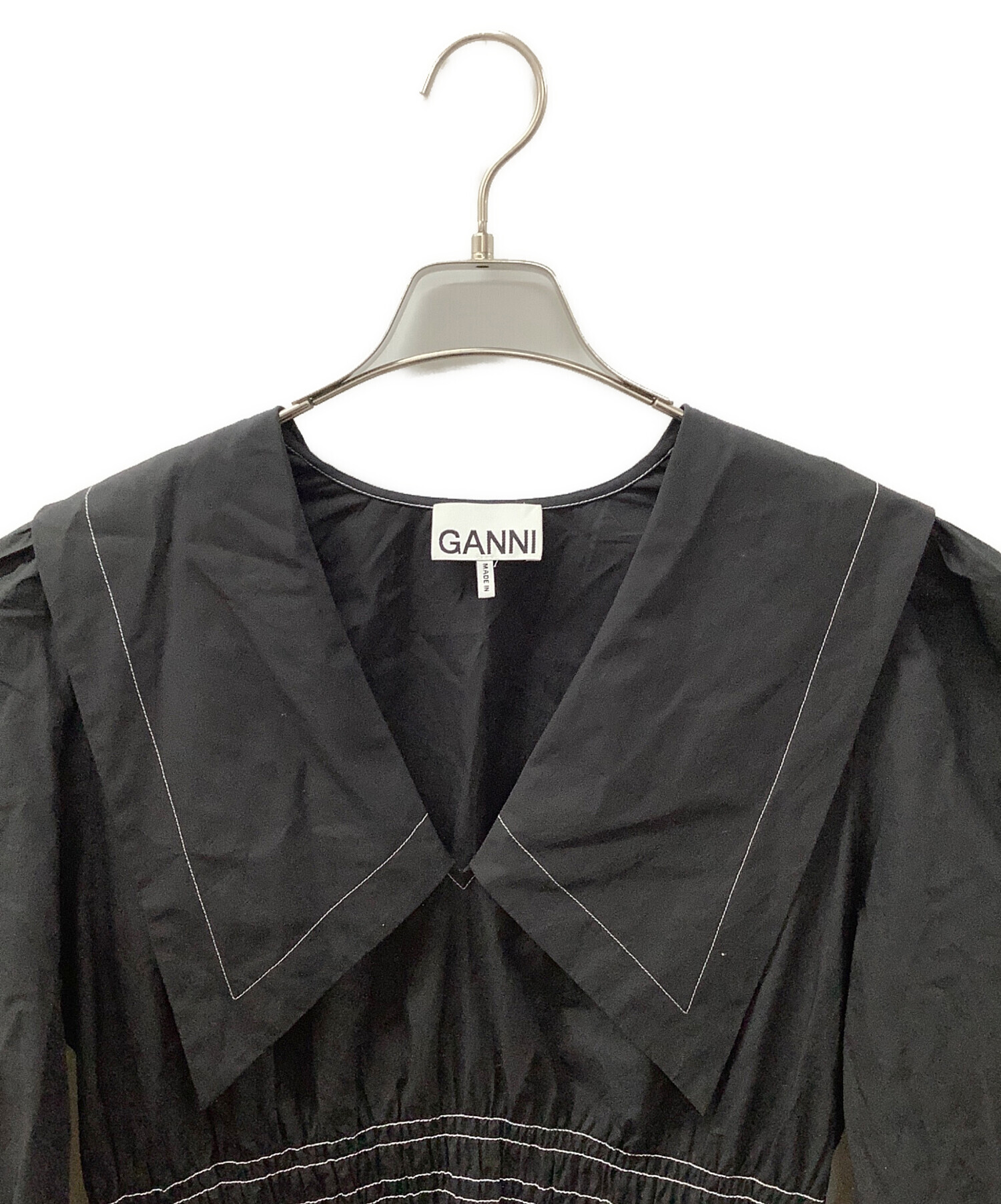 中古・古着通販】GANNI (ガニー) 長袖ワンピース ブラック サイズ:34