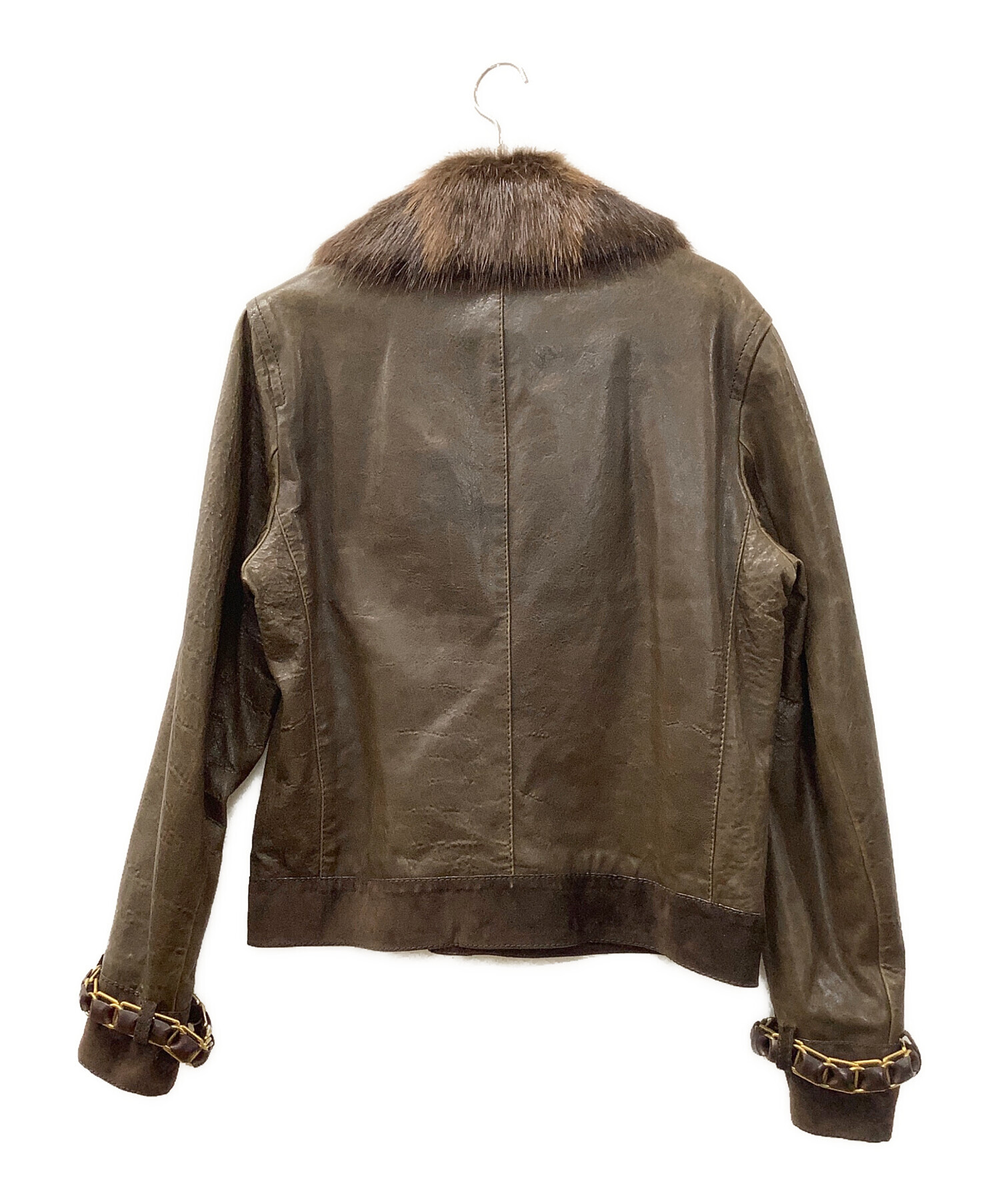 中古・古着通販】GUCCI (グッチ) レザージャケット ブラウン サイズ:52 