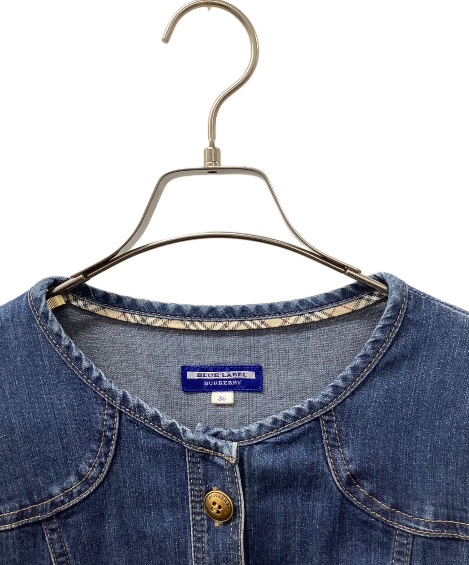 中古・古着通販】BURBERRY (バーバリー) 長袖ワンピース ブルー サイズ