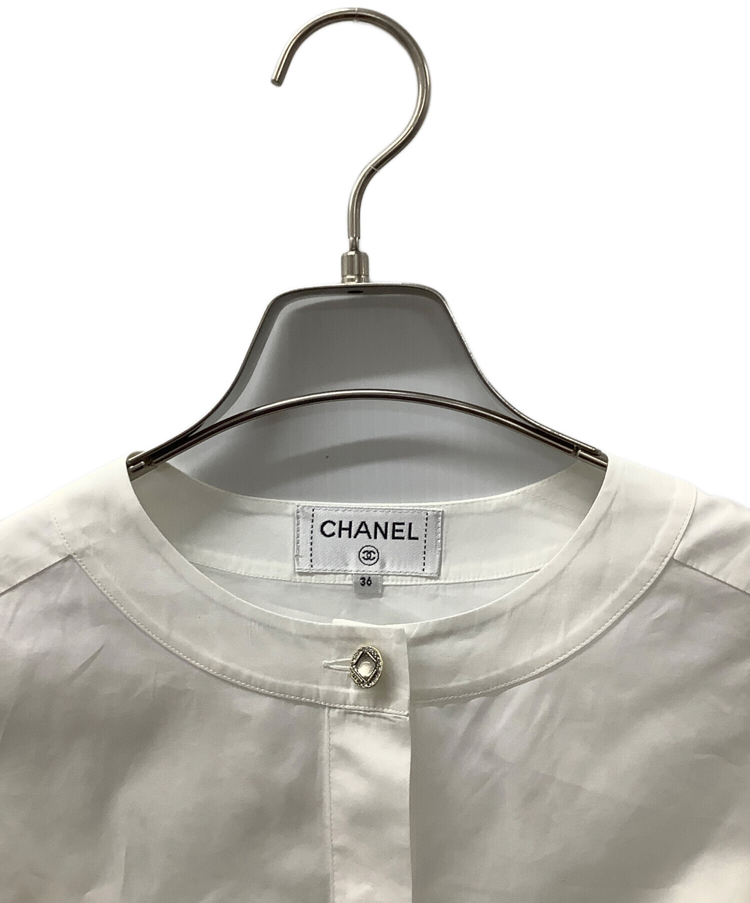 中古・古着通販】CHANEL (シャネル) 長袖ブラウス ホワイト サイズ:36