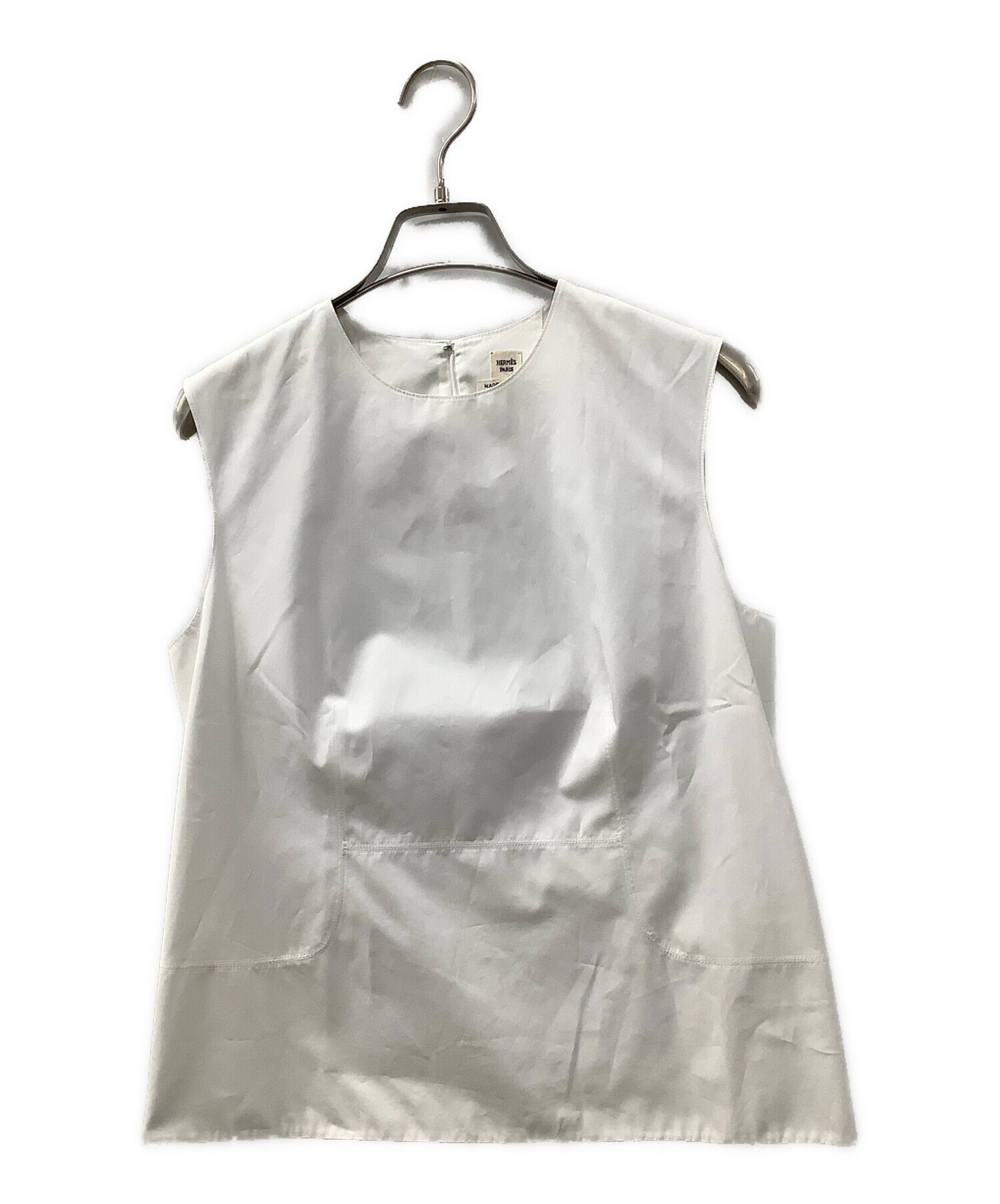 中古・古着通販】HERMES (エルメス) ノースリーブブラウス ホワイト 
