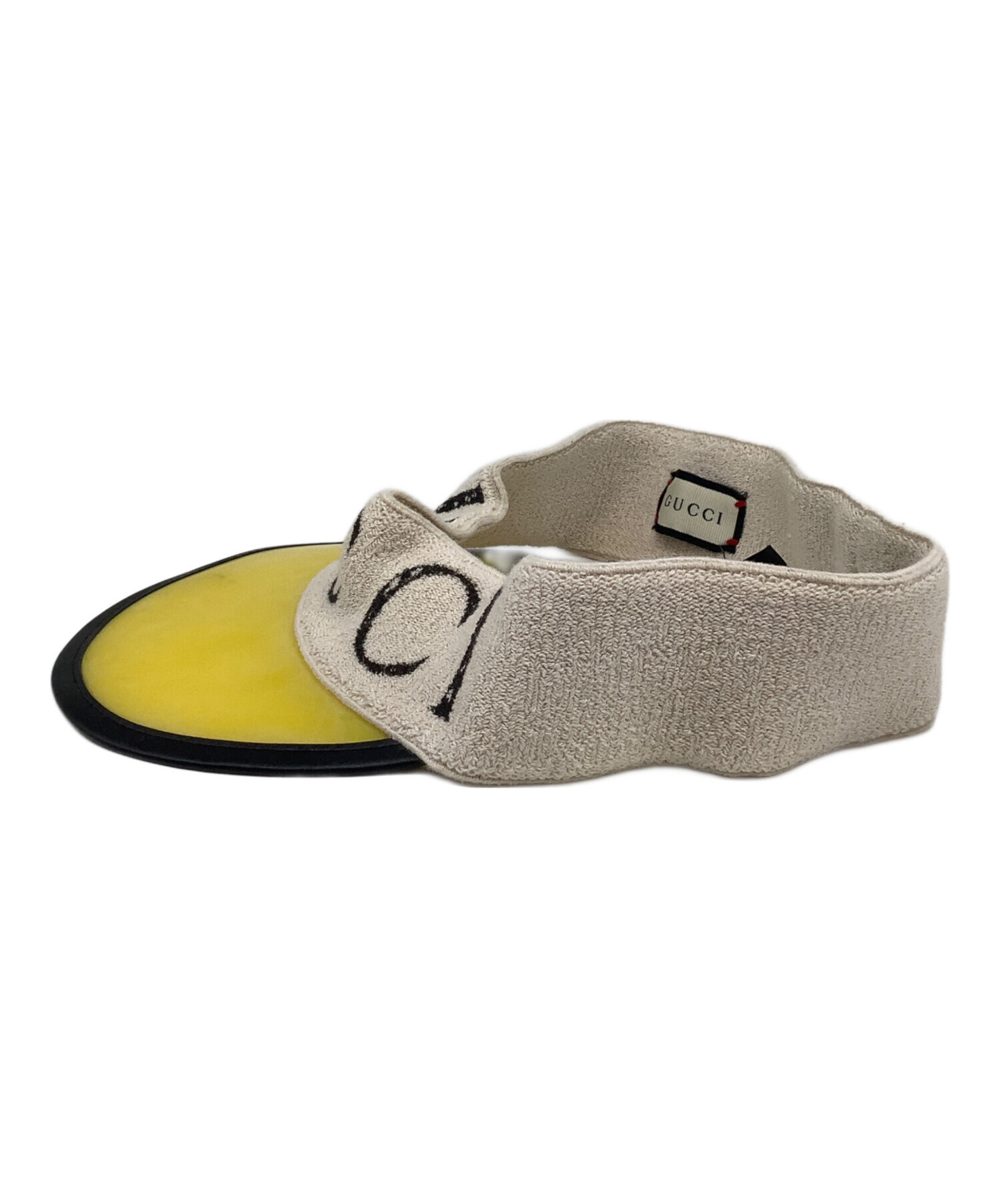 (中古)GUCCI GGパターン サンバイザー ベージュ 中古・古着通販】GUCCI (グッチ) サンバイザー ベージュ×イエロー